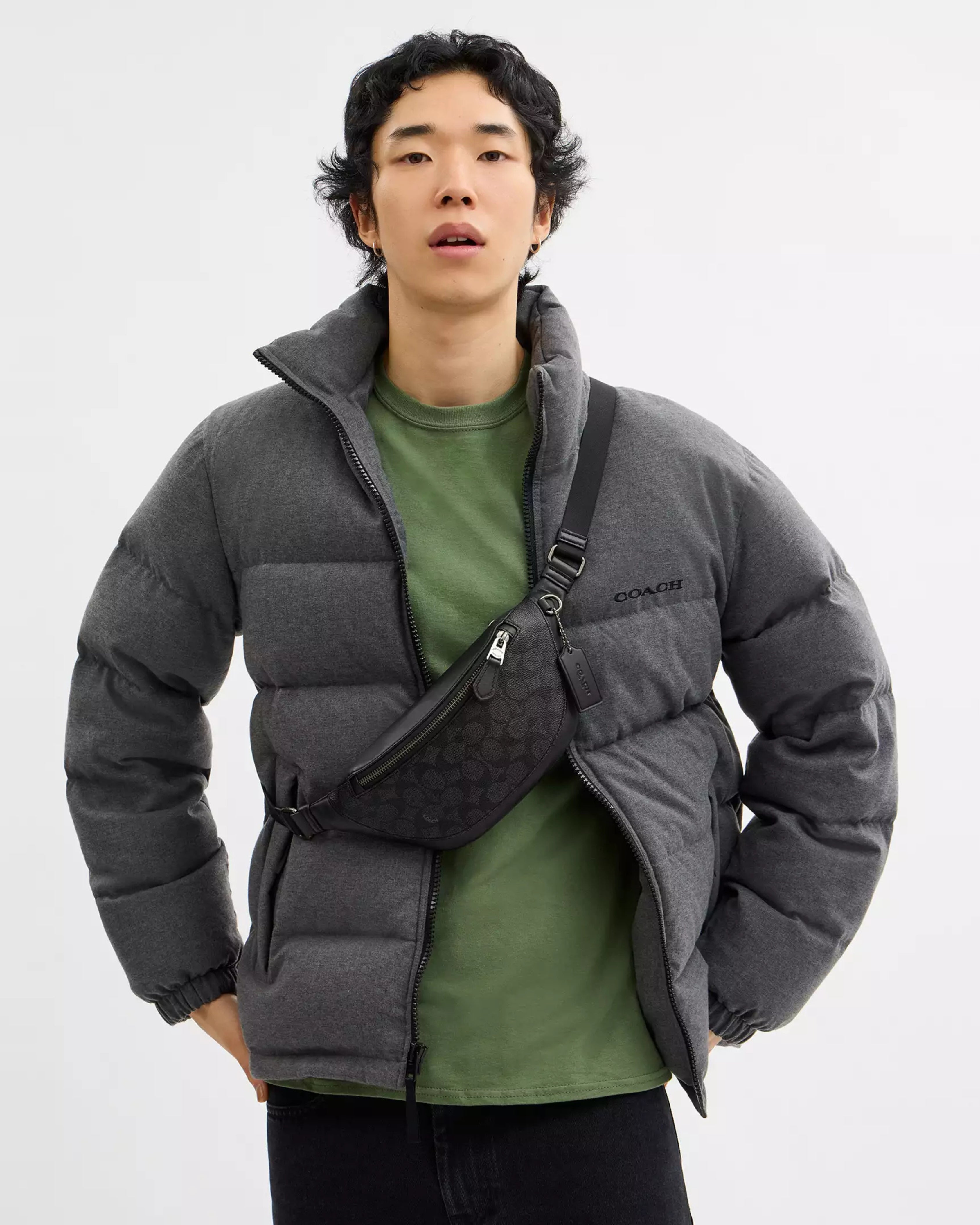 Coach Warren Mini Belt Bag 'Gunmetal Charcoal Black'