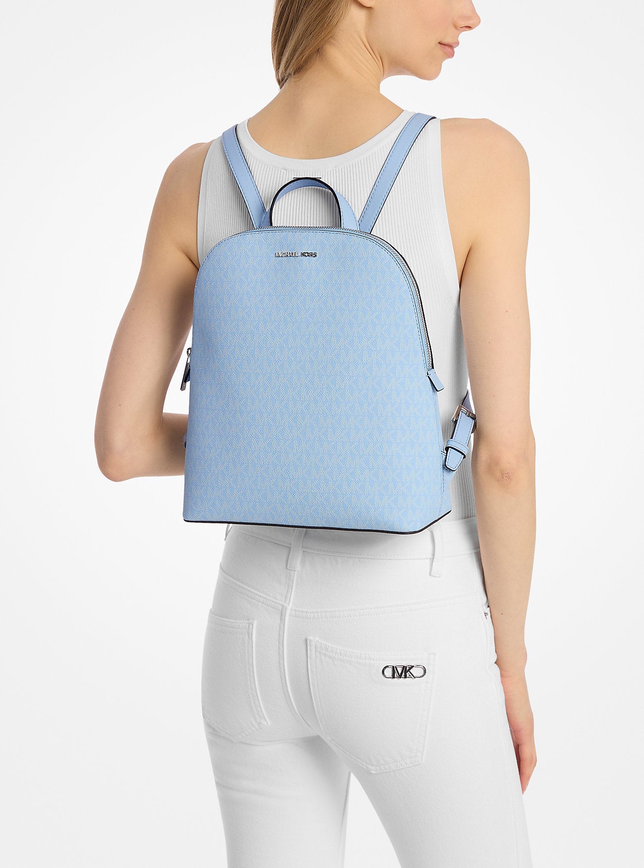 Michael Kors Cindy Large Signature Logo Backpack Light Sky