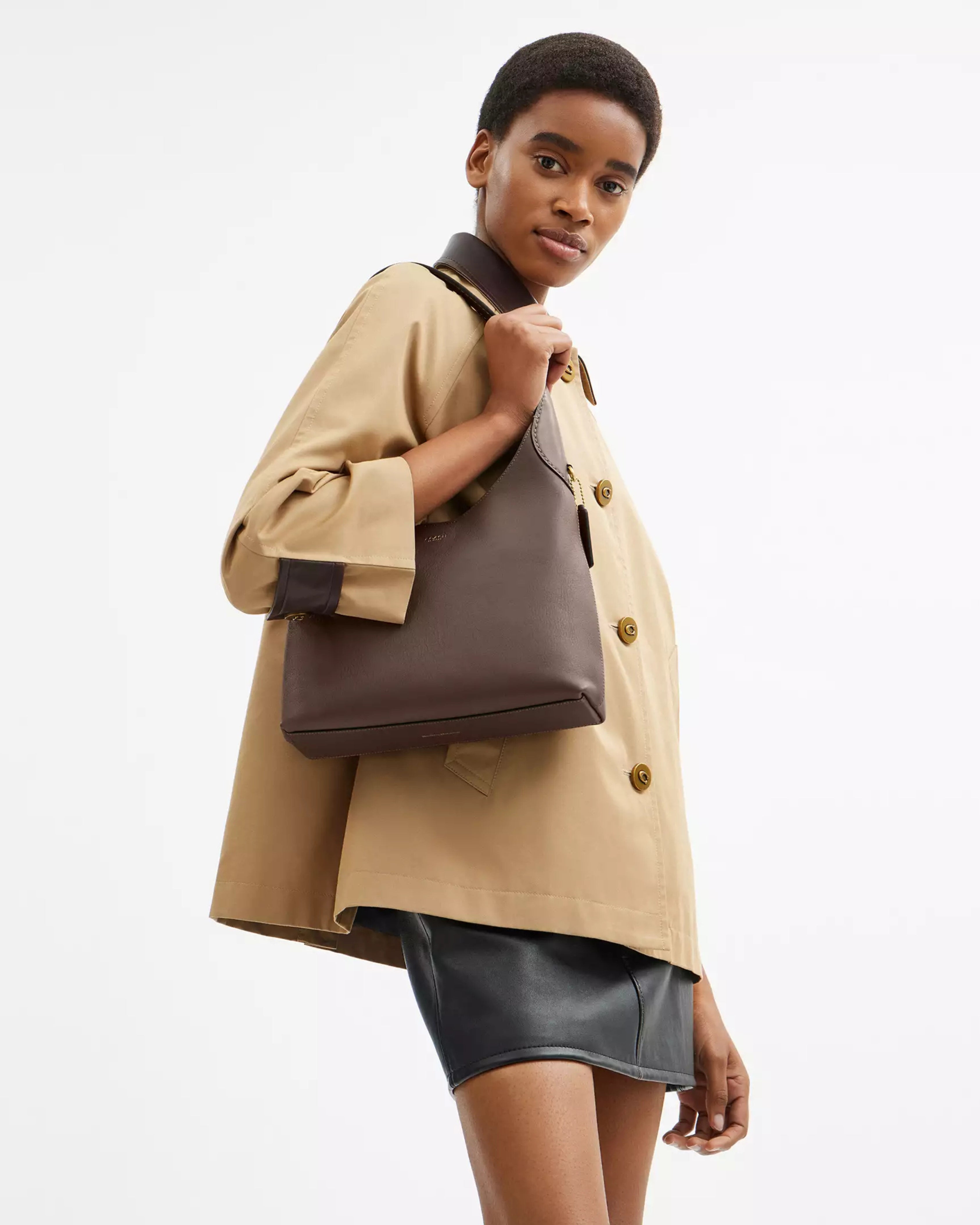 Coach Brooklyn Shoulder Bag 28 'Natural Grain Leather Brass Dark Stone'