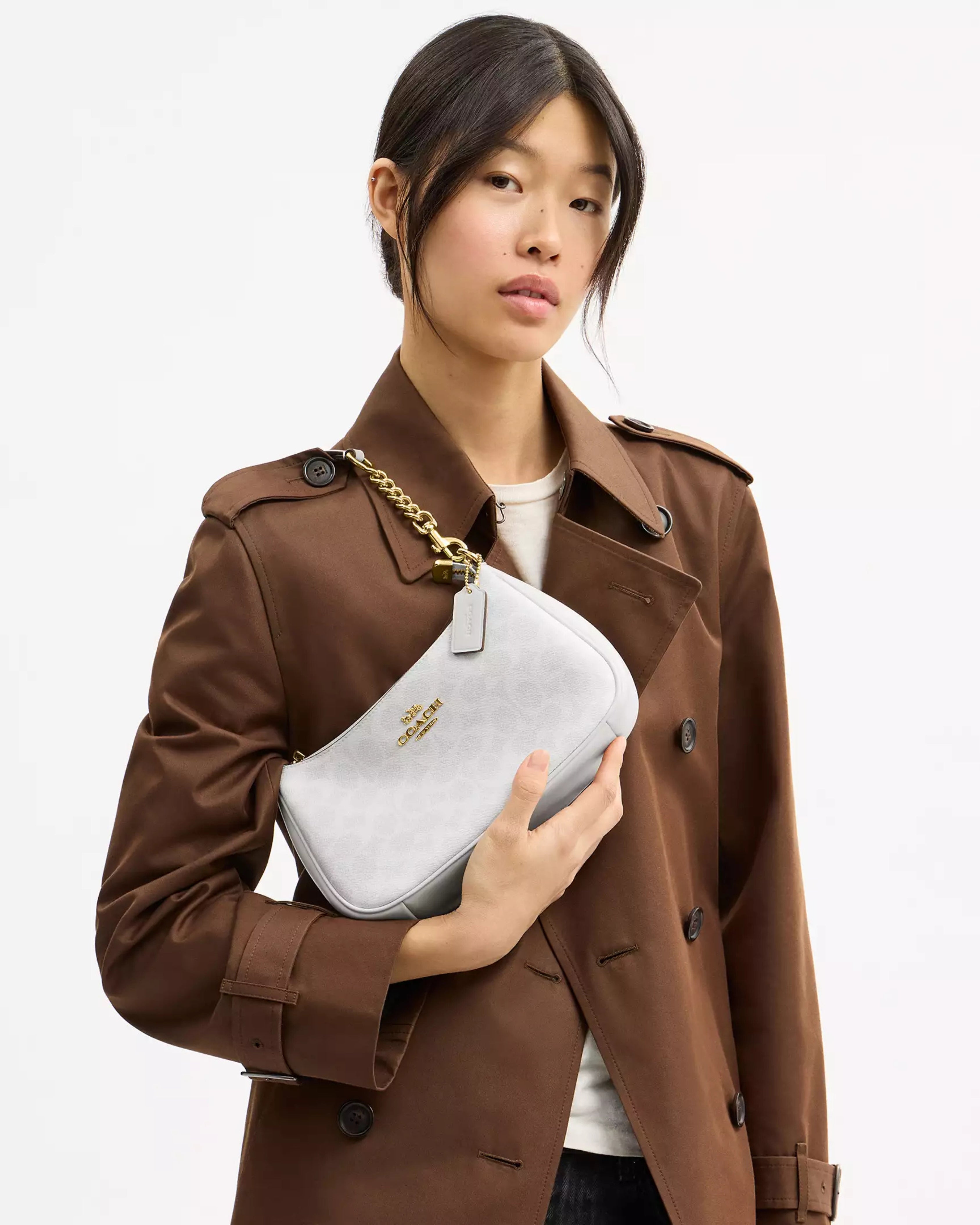 Coach Teri Shoulder Bag In Signature Canvas 'Gold White Chalk'