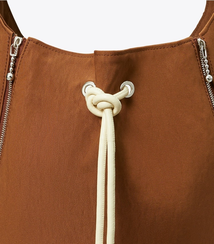 Tory Burch Spaghetti Strap Large Zip Bucket Bag BOURBON VANILLA / French Cream