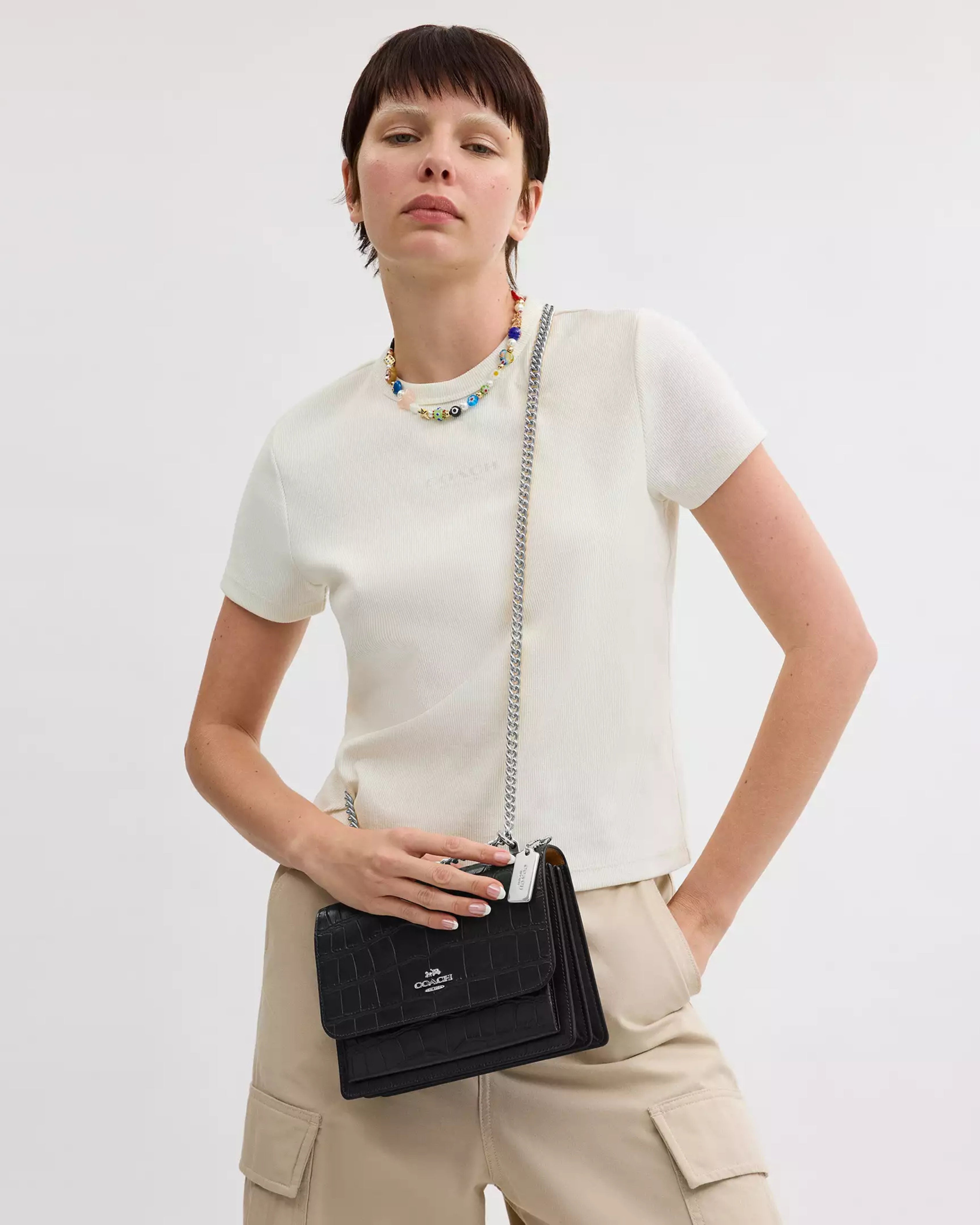 Coach Klare Crossbody Bag In Signature Canvas 'Novelty Leather Silver Black'