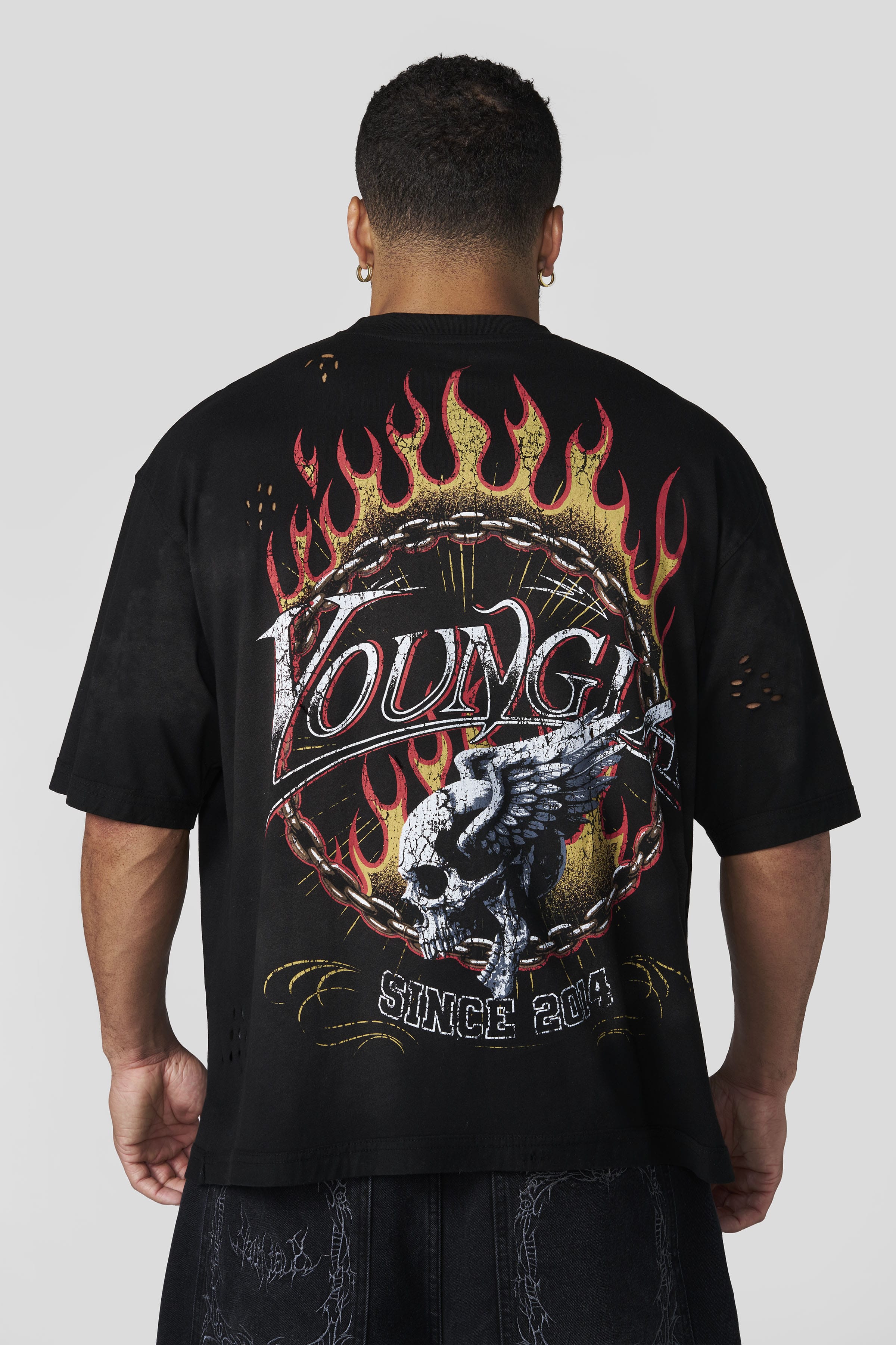 YoungLA 4008 - Ring of Fire Tees 'Black Wash'