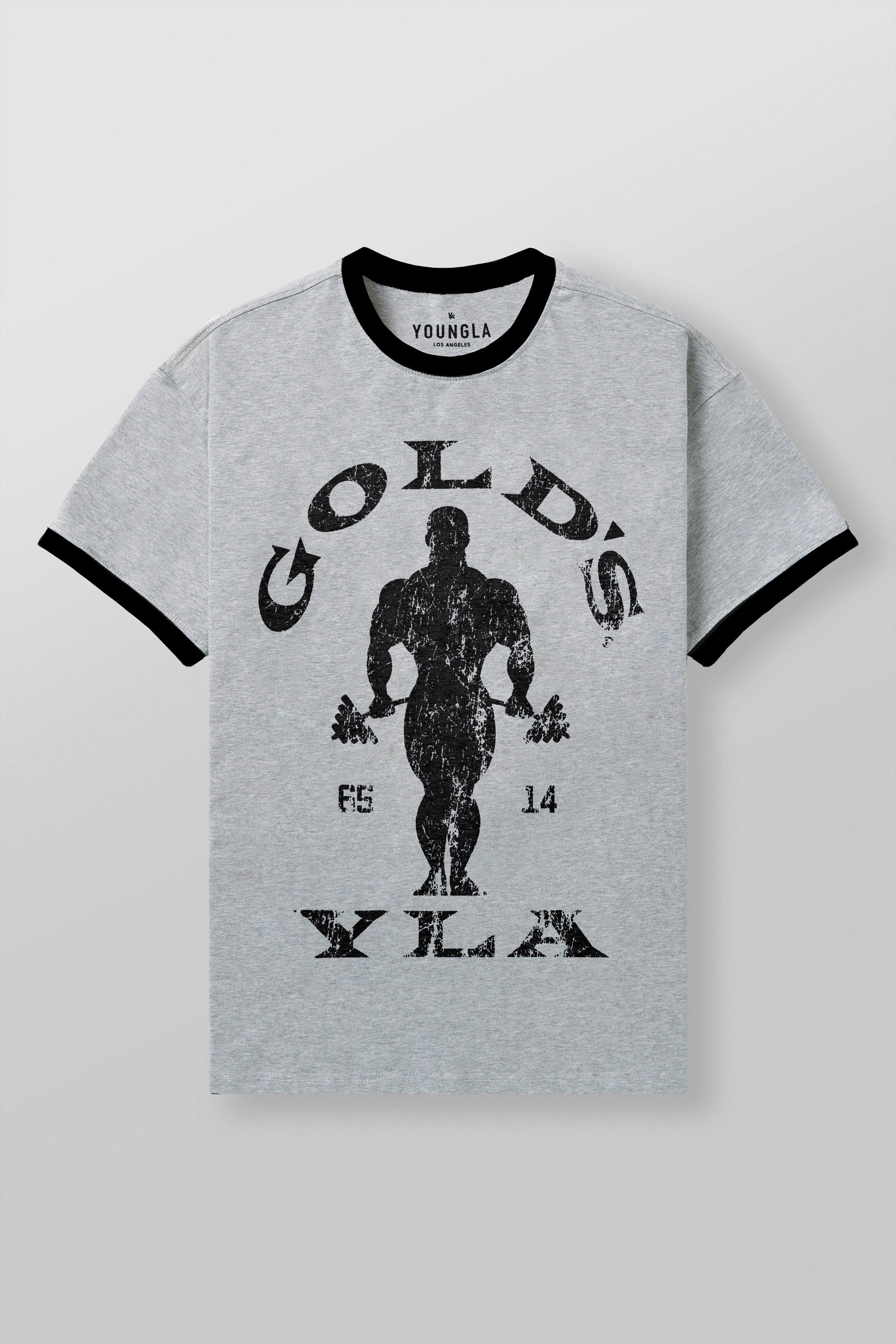 Young La 4009 - Golds Gym Ringer Tees 'Heather Grey'
