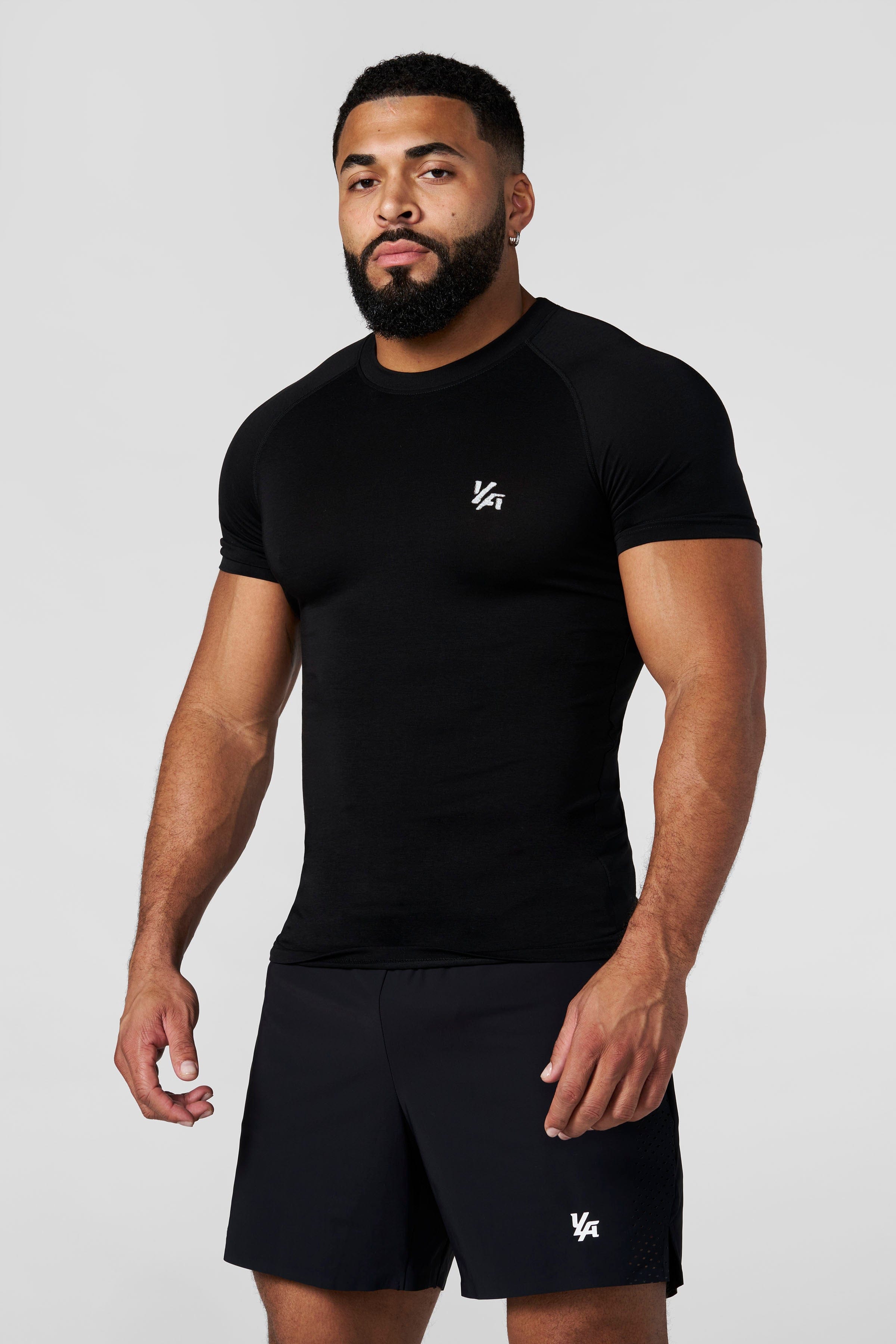 Young La 4016 - Natural Cotton Compression Tees 'Black'