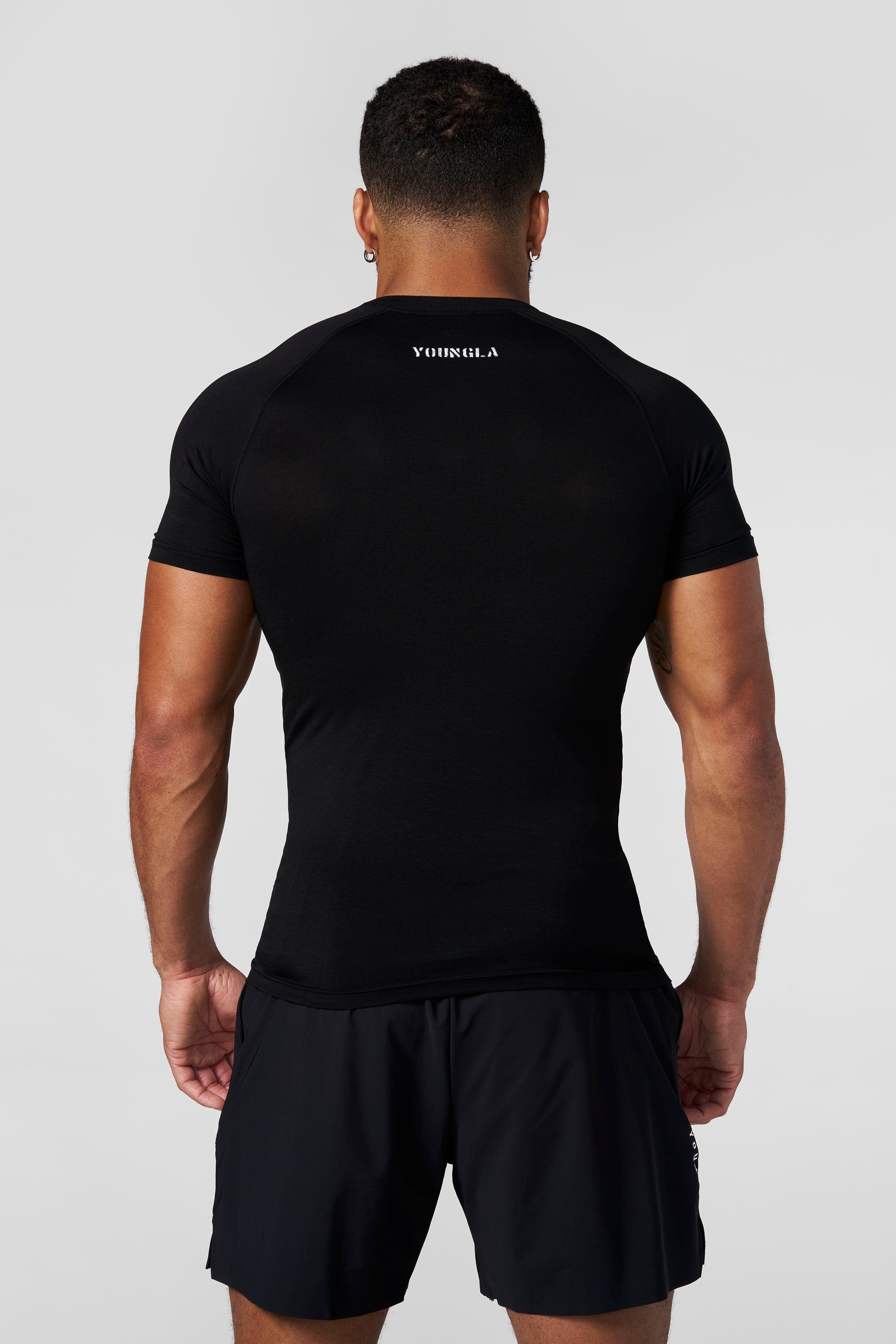 Young La 4016 - Natural Cotton Compression Tees 'Black'