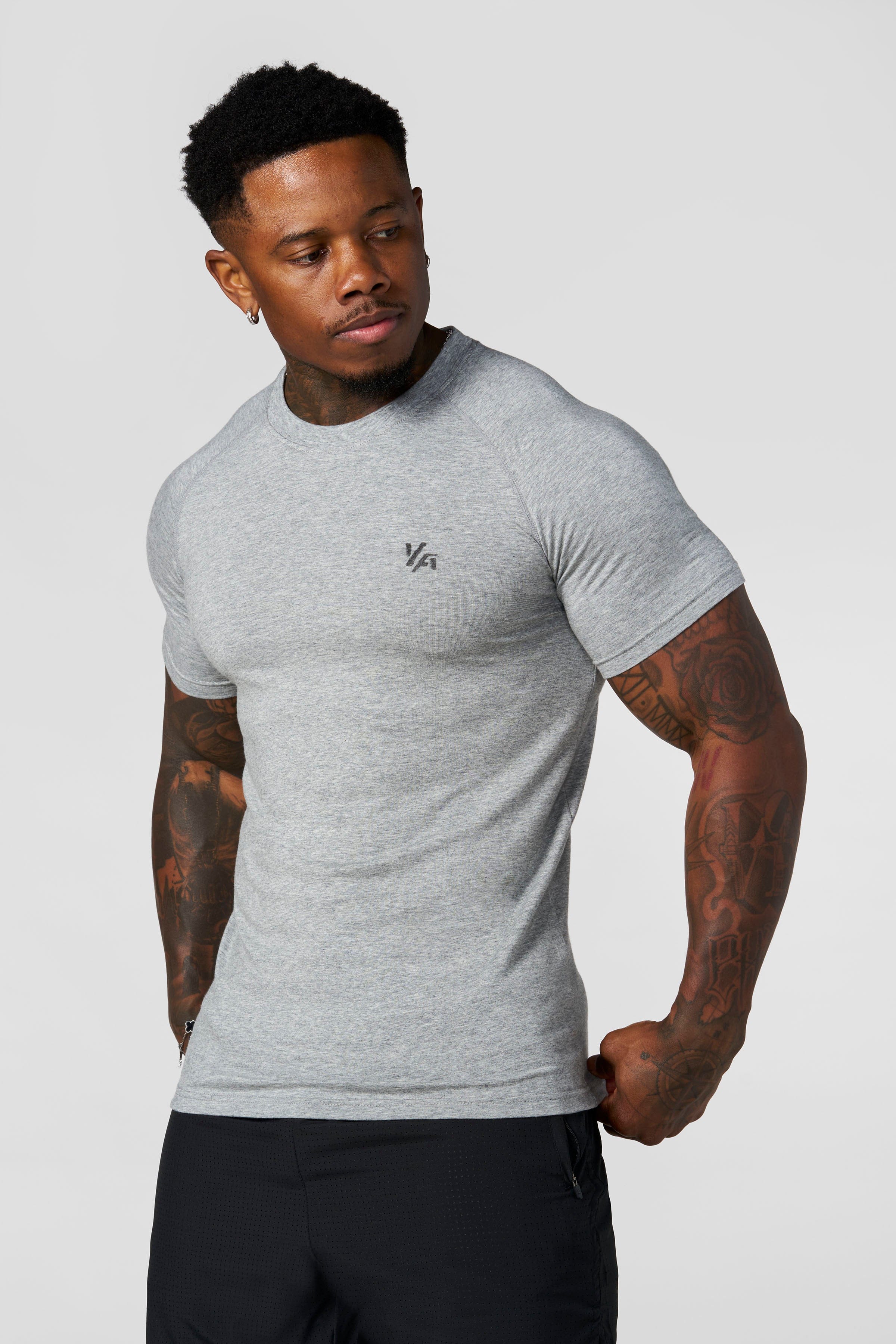 YoungLA 4016 - Natural Cotton Compression Tees 'Heather Grey'