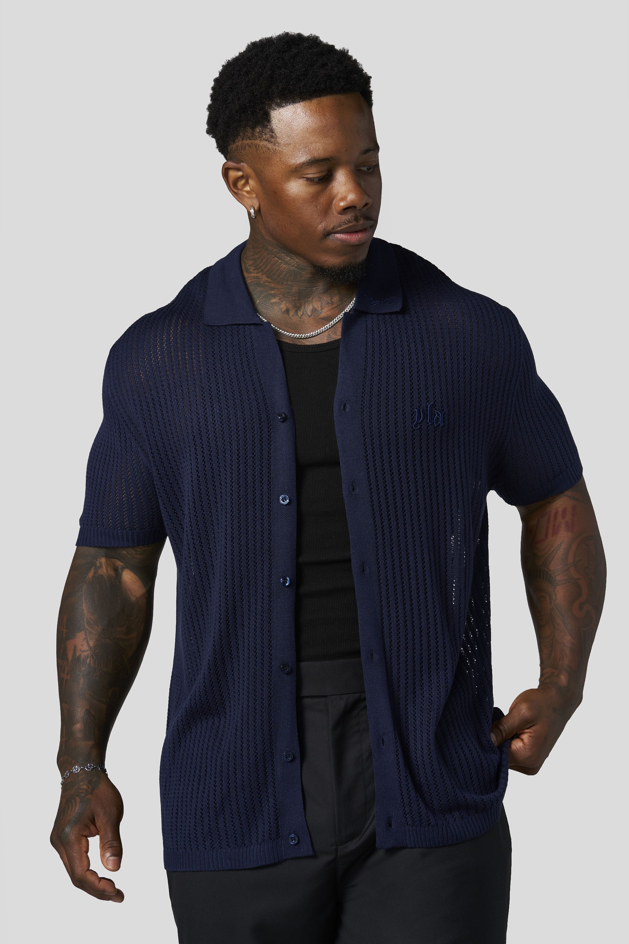 YoungLA 4056 - Beach Club Button Ups 'Navy'
