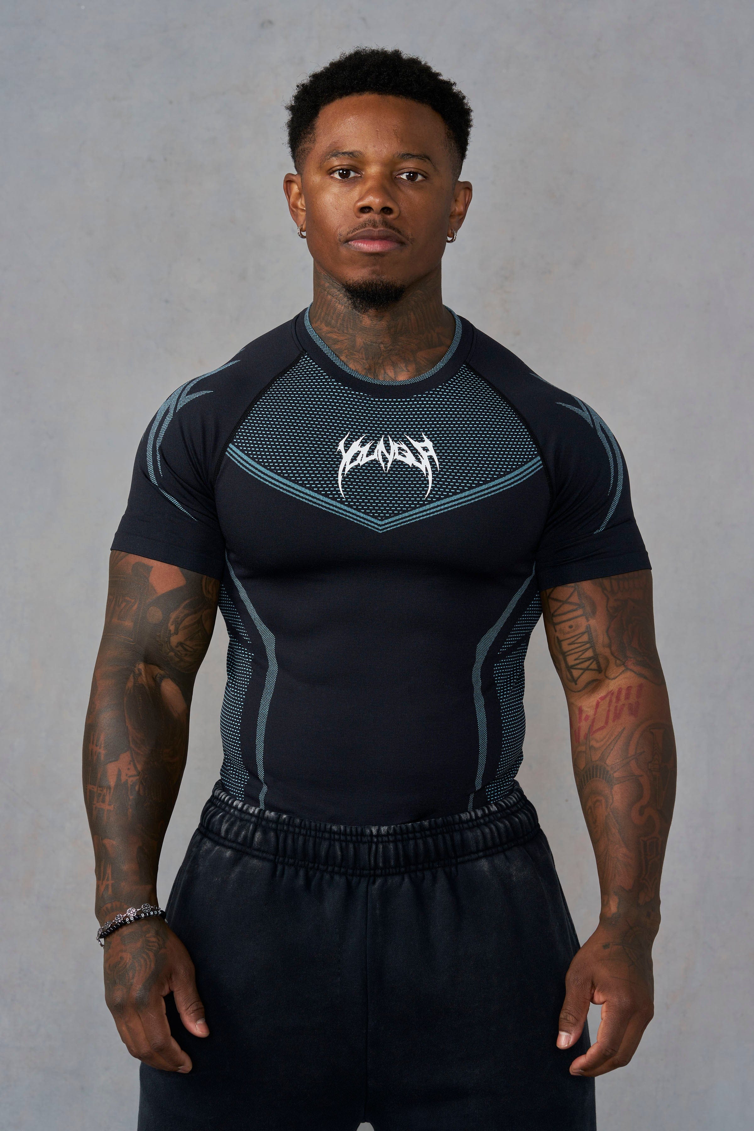 Young La 4065 - Warrior X Compression Tees 'Black Blue'