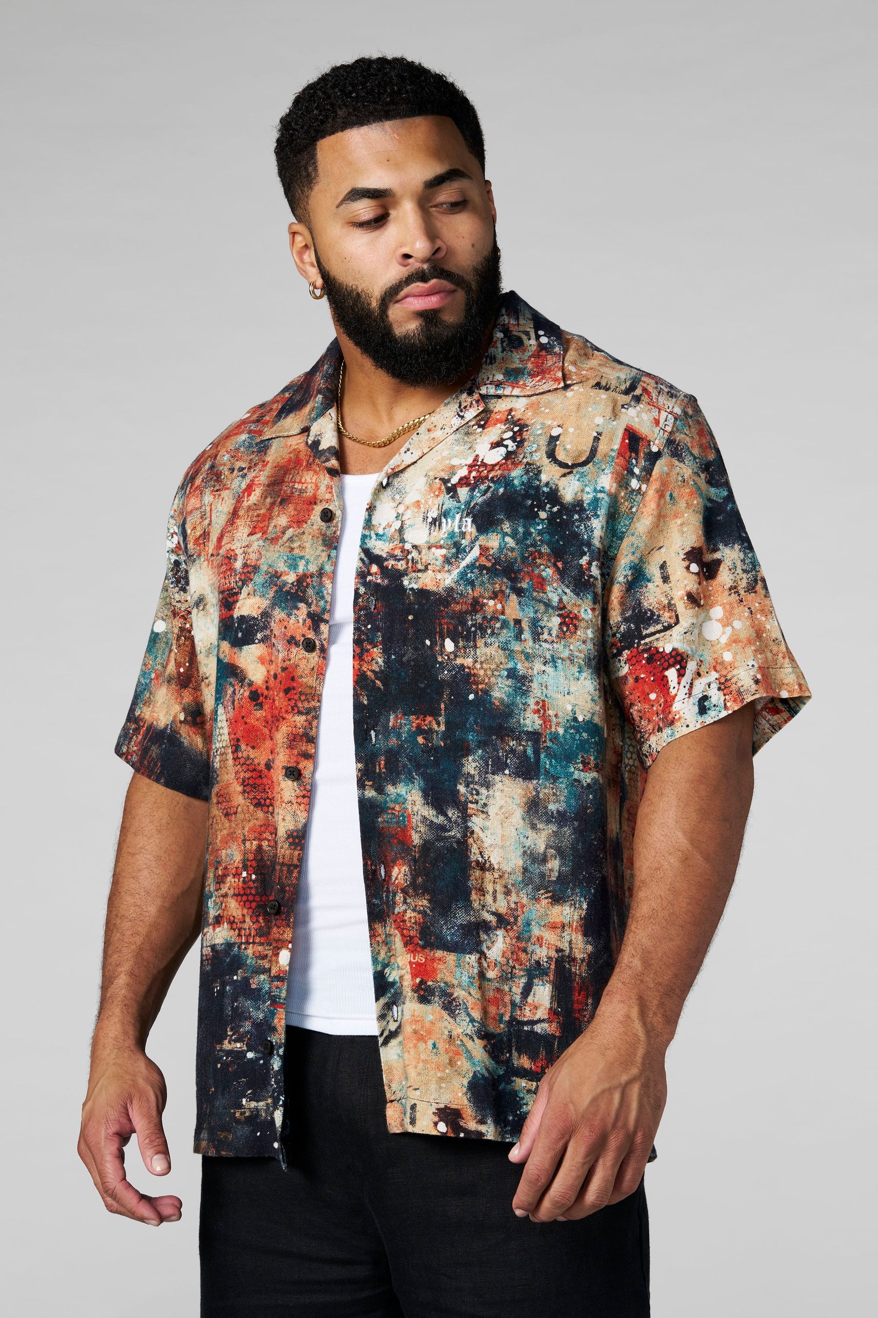 Young La 4087 - Riviera Art Button-Ups 'Midnight Ember'