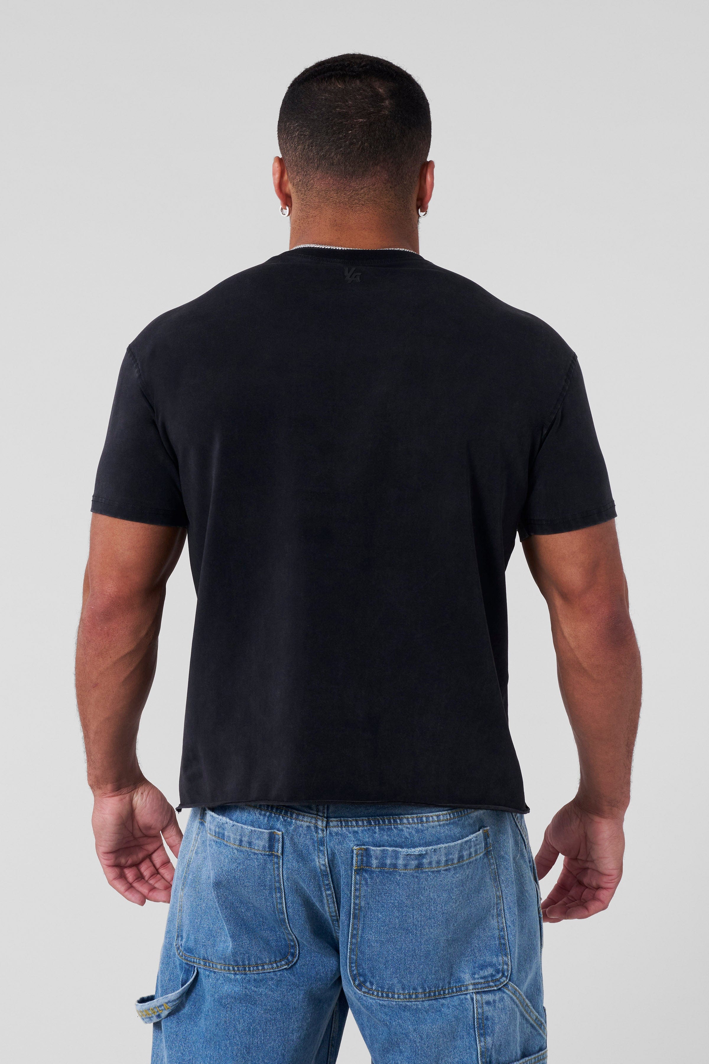 YoungLA 4097 - Cropped Tailored Tees 'Black Wash'