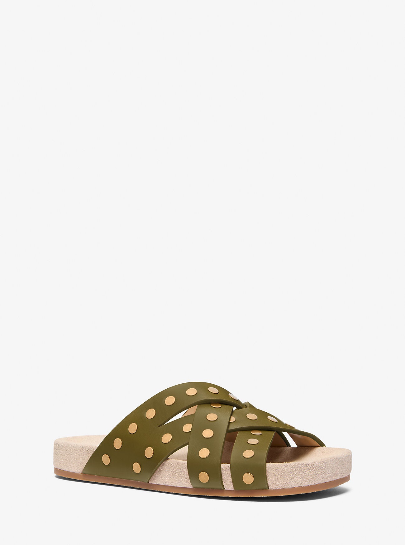 Irene Studded Leather Sandal SAFARI GREEN