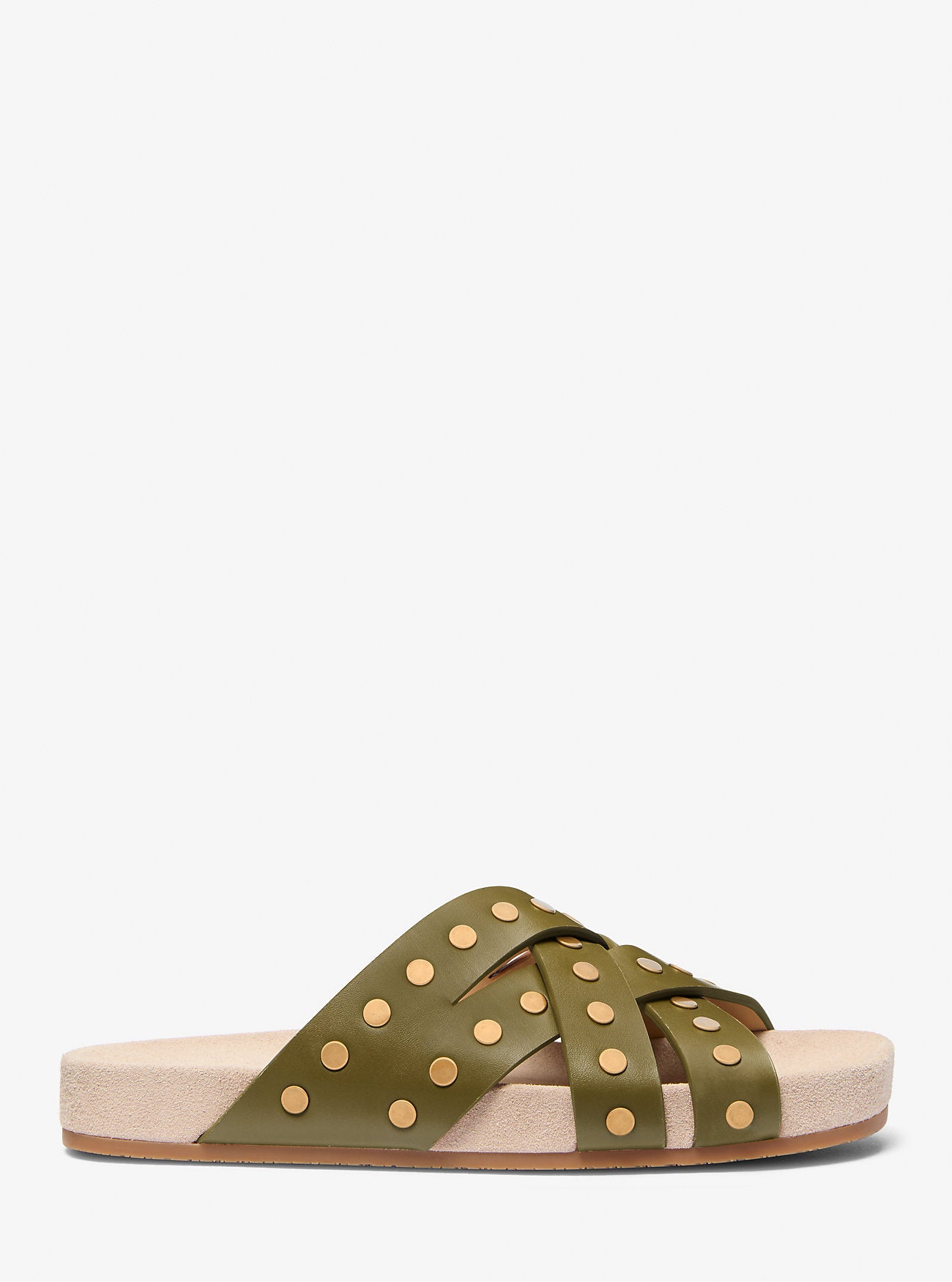 Irene Studded Leather Sandal SAFARI GREEN