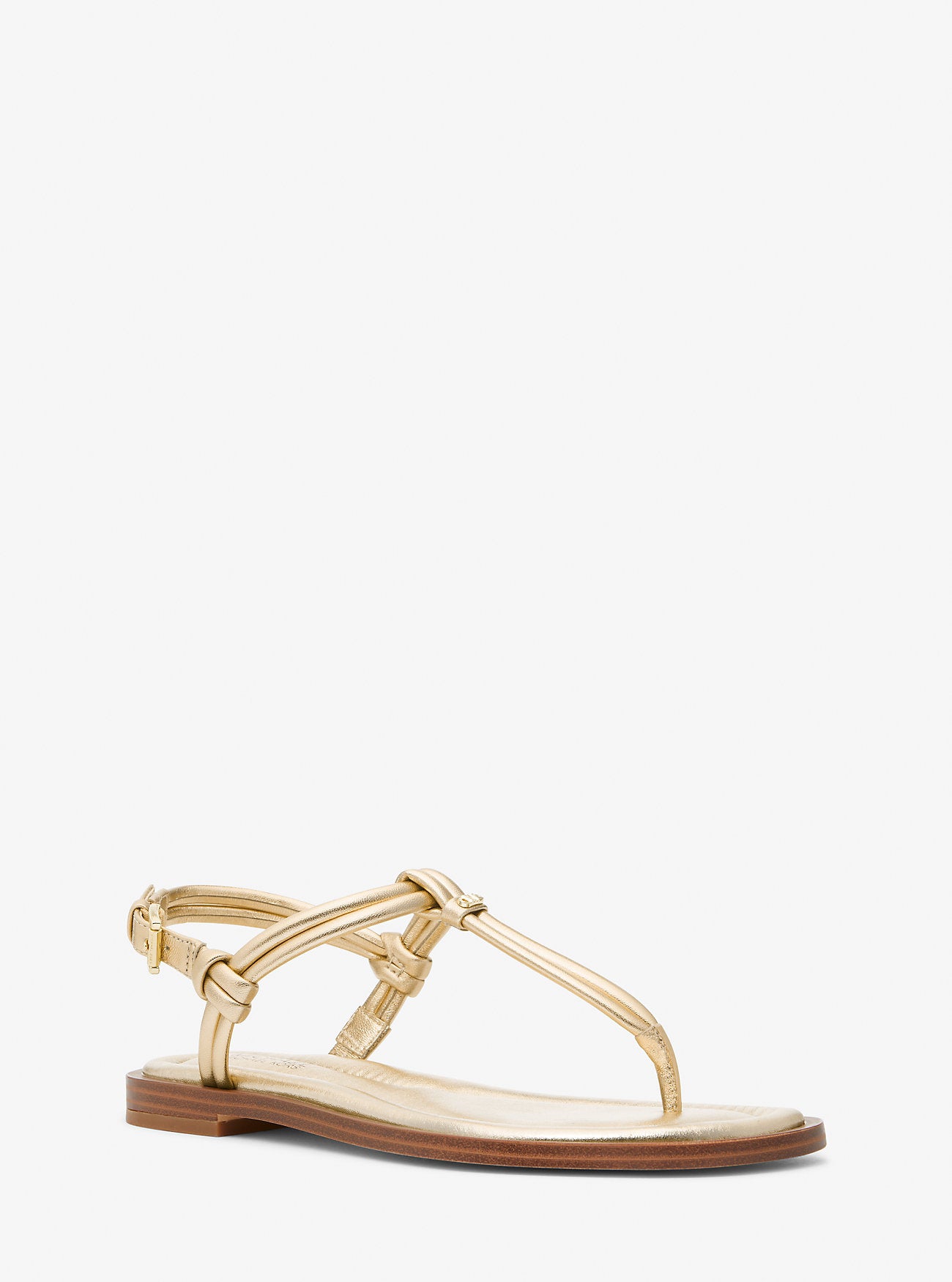 Astra Metallic Leather T-Strap Sandal PALE GOLD