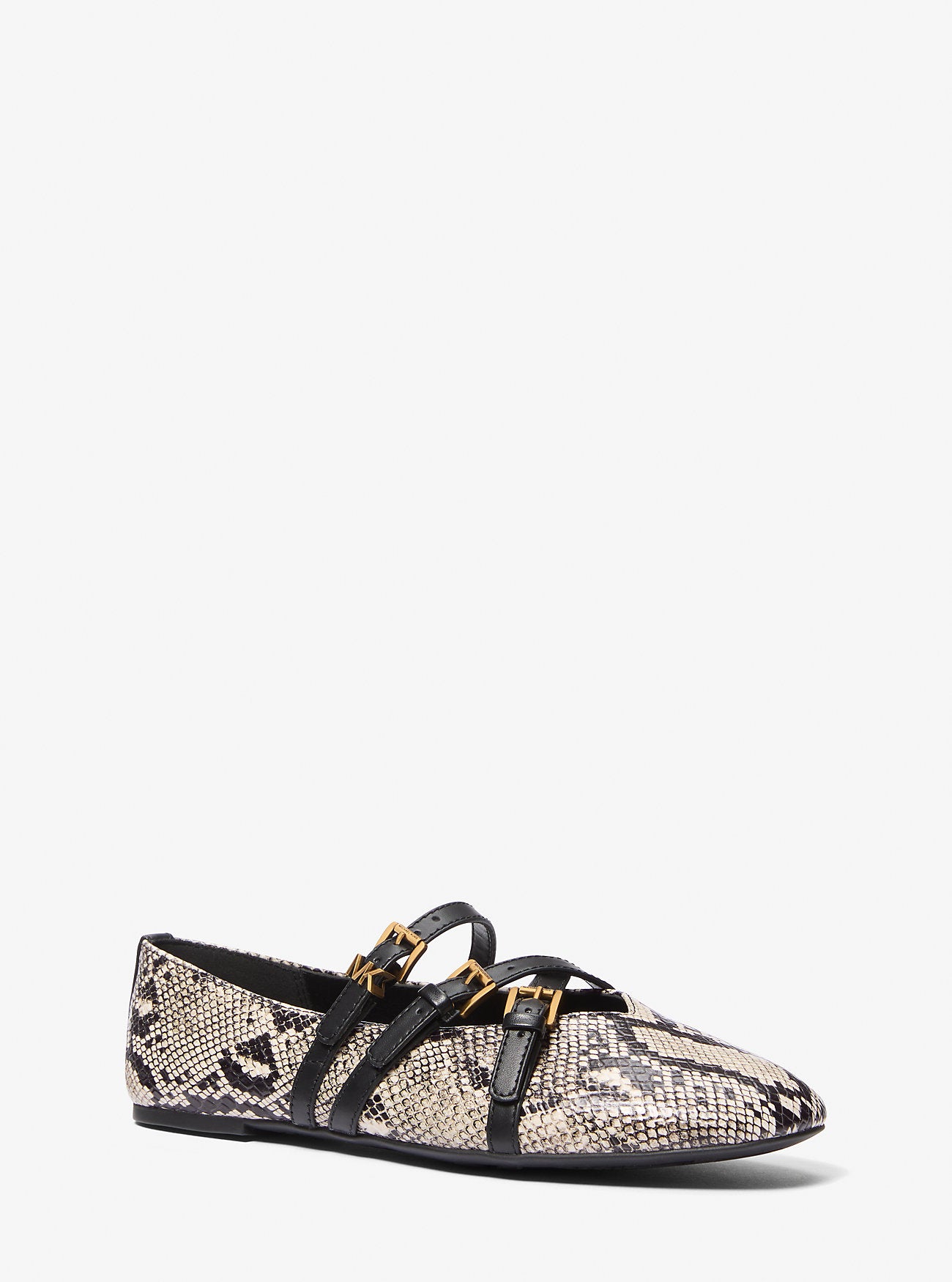 Indy Snake Embossed Leather Ballet Flat NATURAL