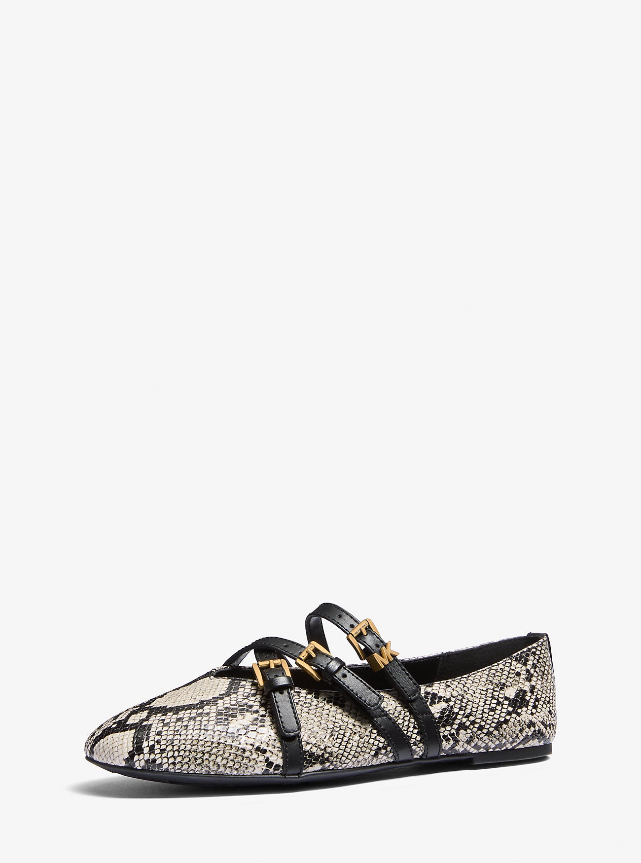 Indy Snake Embossed Leather Ballet Flat NATURAL