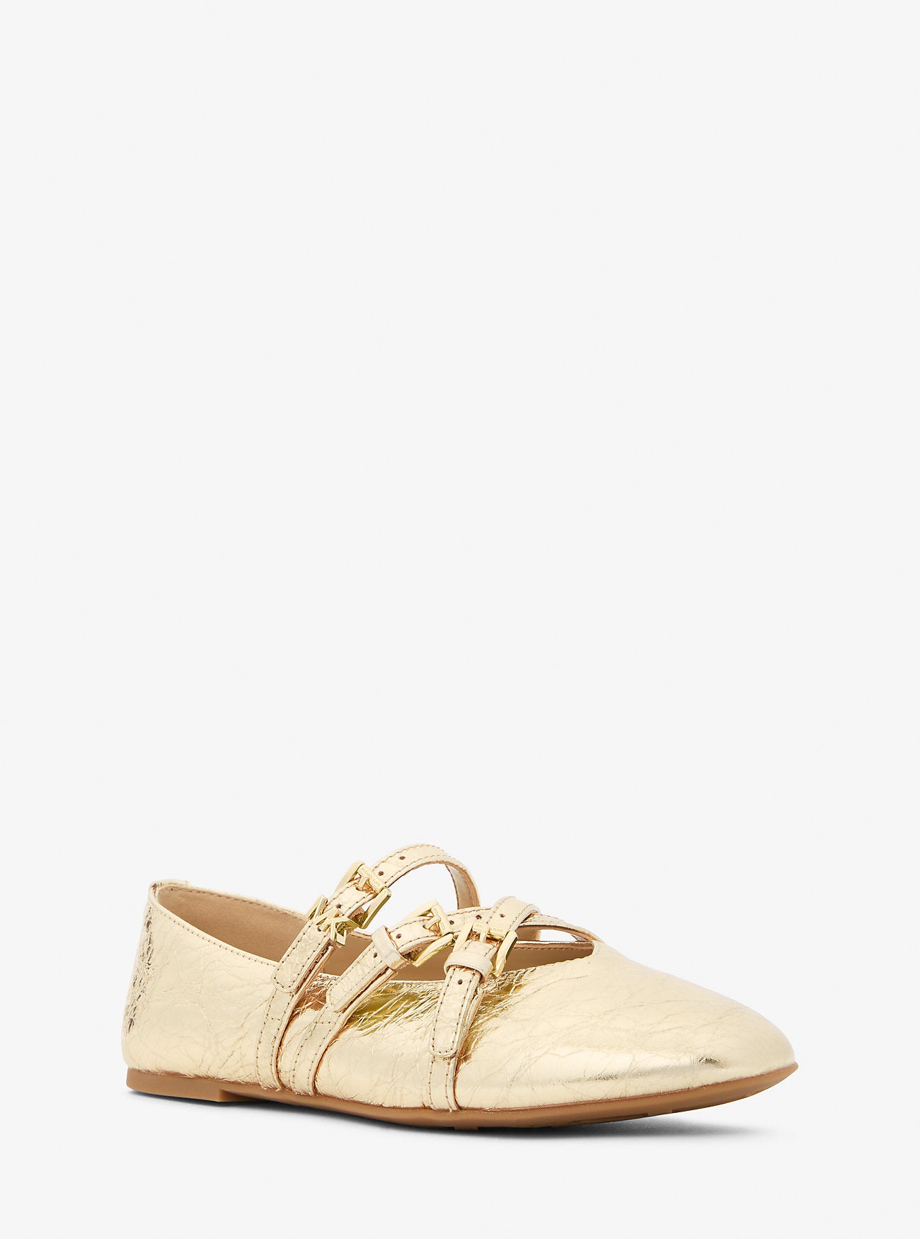 Indy Flex Crackled Metallic Leather Ballet Flat PALE GOLD