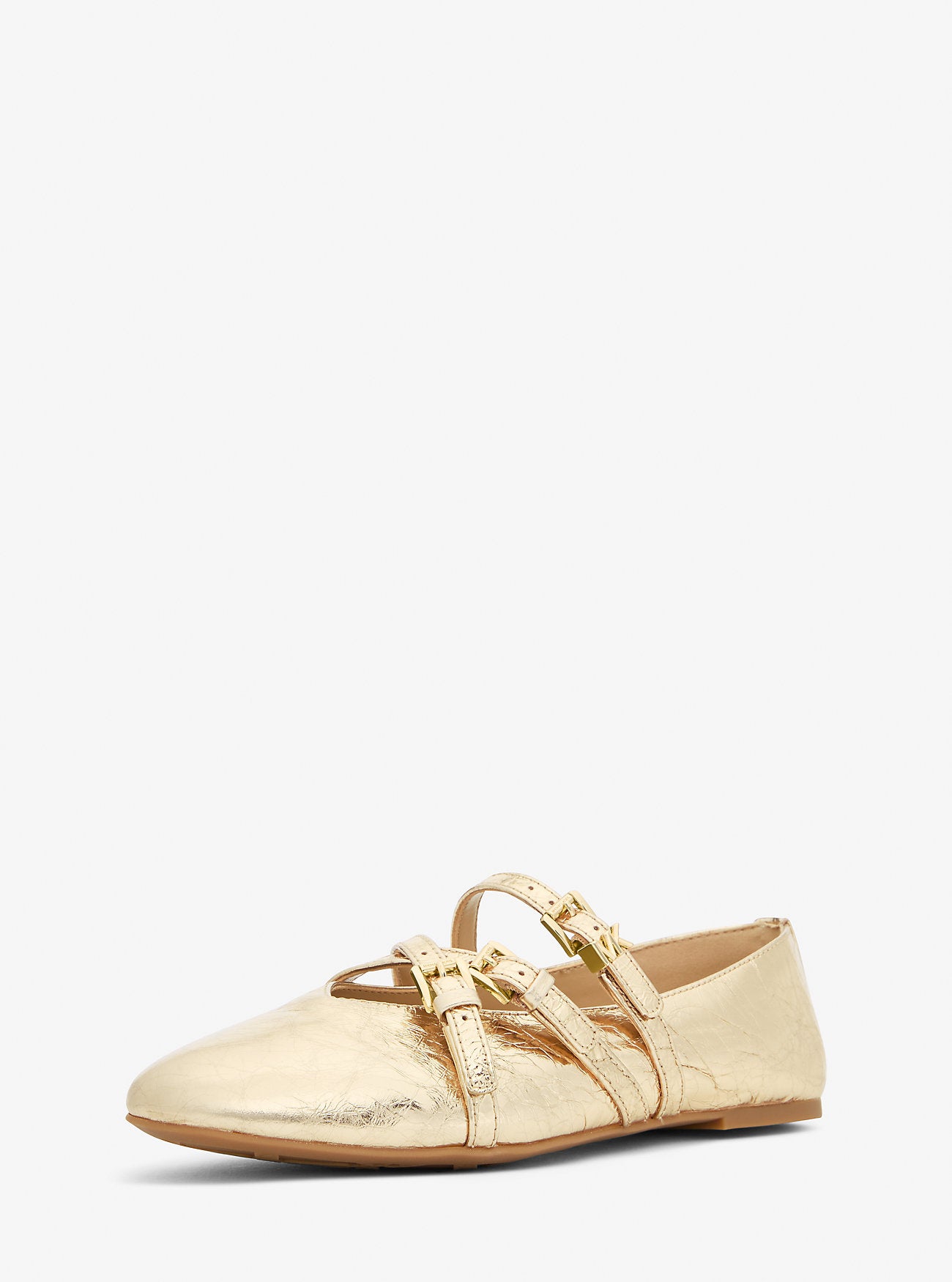 Indy Flex Crackled Metallic Leather Ballet Flat PALE GOLD