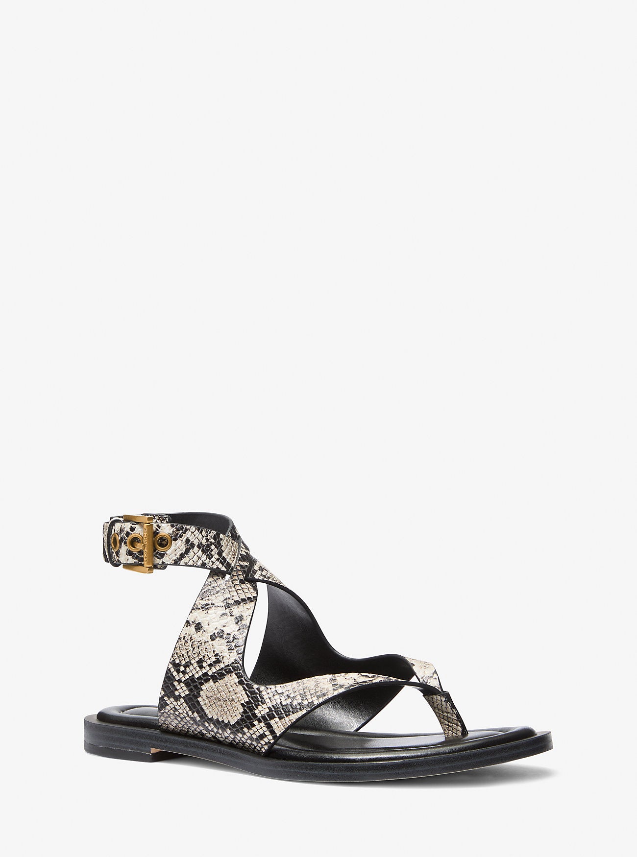 Irene Snake Embossed Leather Wrap Sandal NATURAL