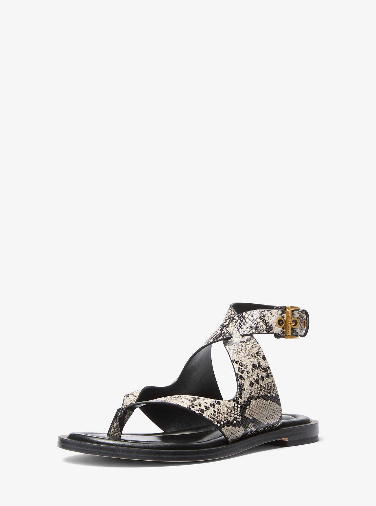 Irene Snake Embossed Leather Wrap Sandal NATURAL