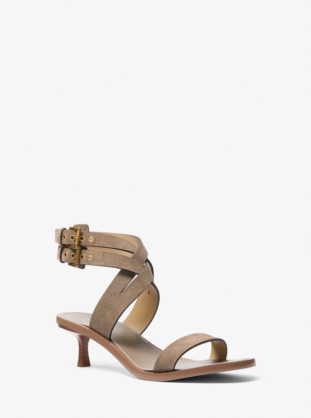 Irene Suede Kitten Heel Sandal BIRCH