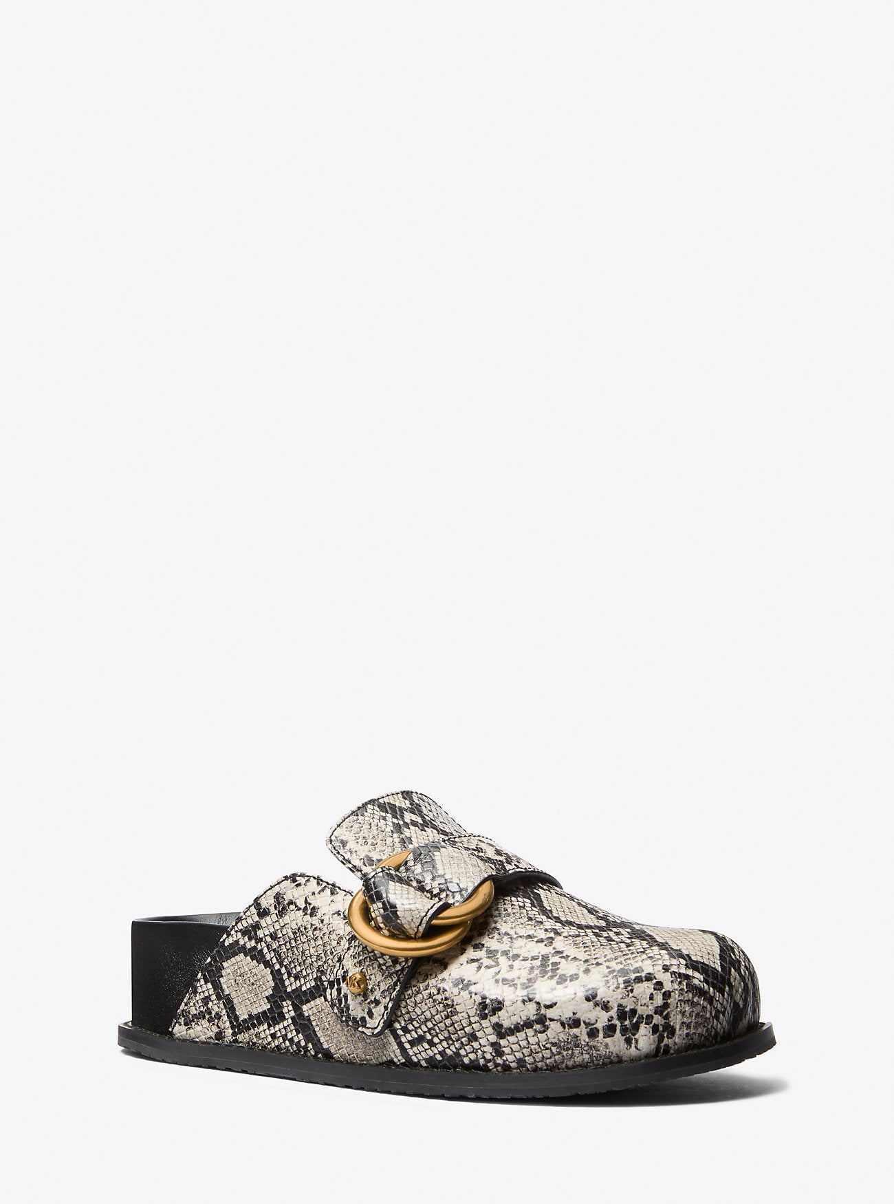 Jaden Snake Embossed Leather Clog NATURAL
