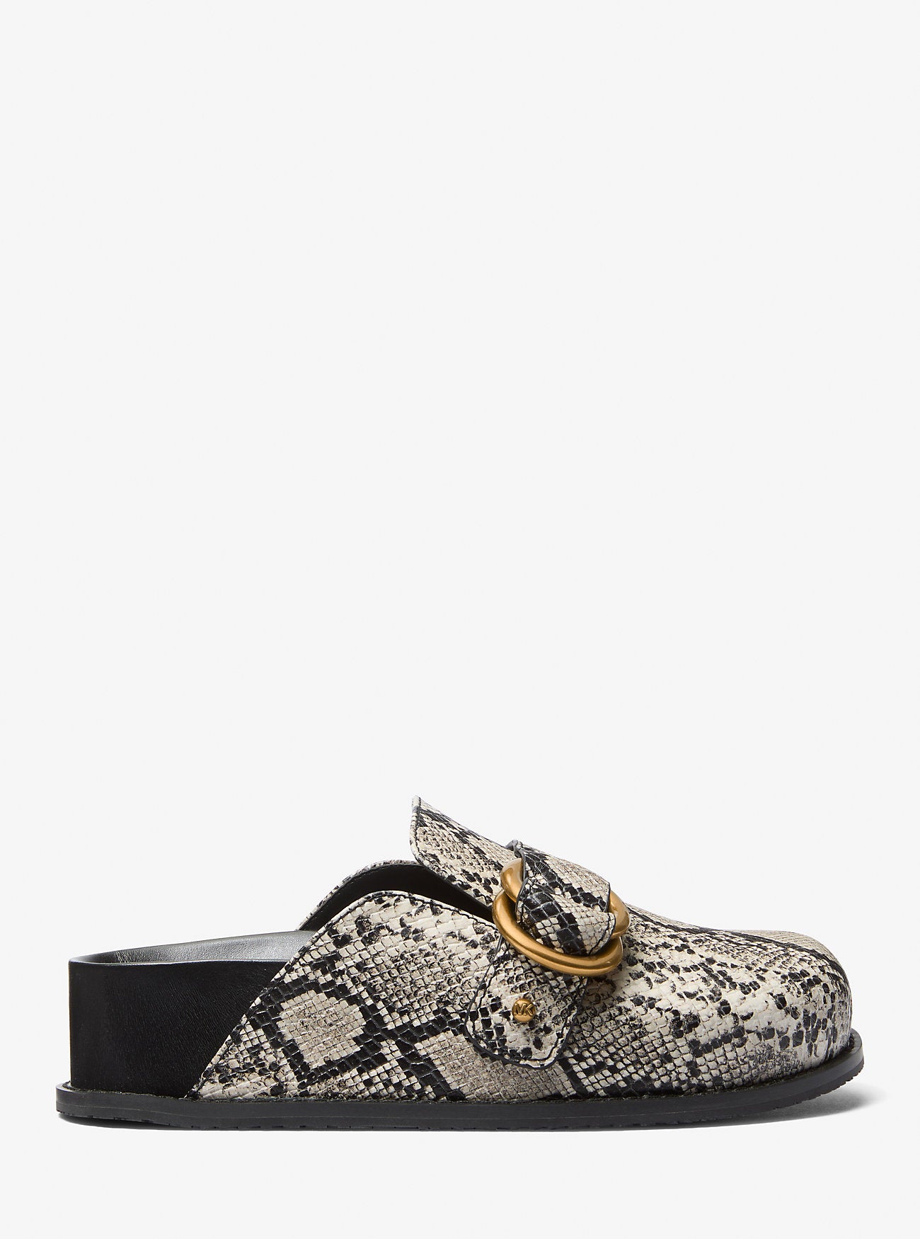 Jaden Snake Embossed Leather Clog NATURAL