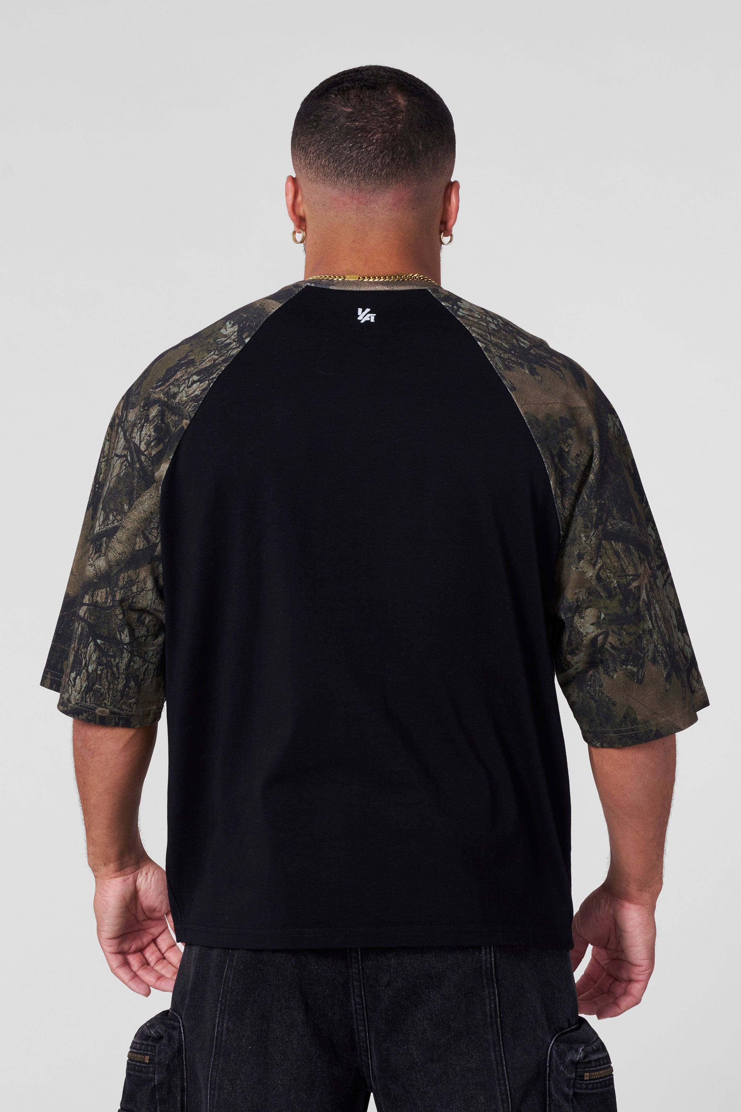 YoungLA 4139 - Oversized Baseball Tees 'Black Dark Tree Camo'