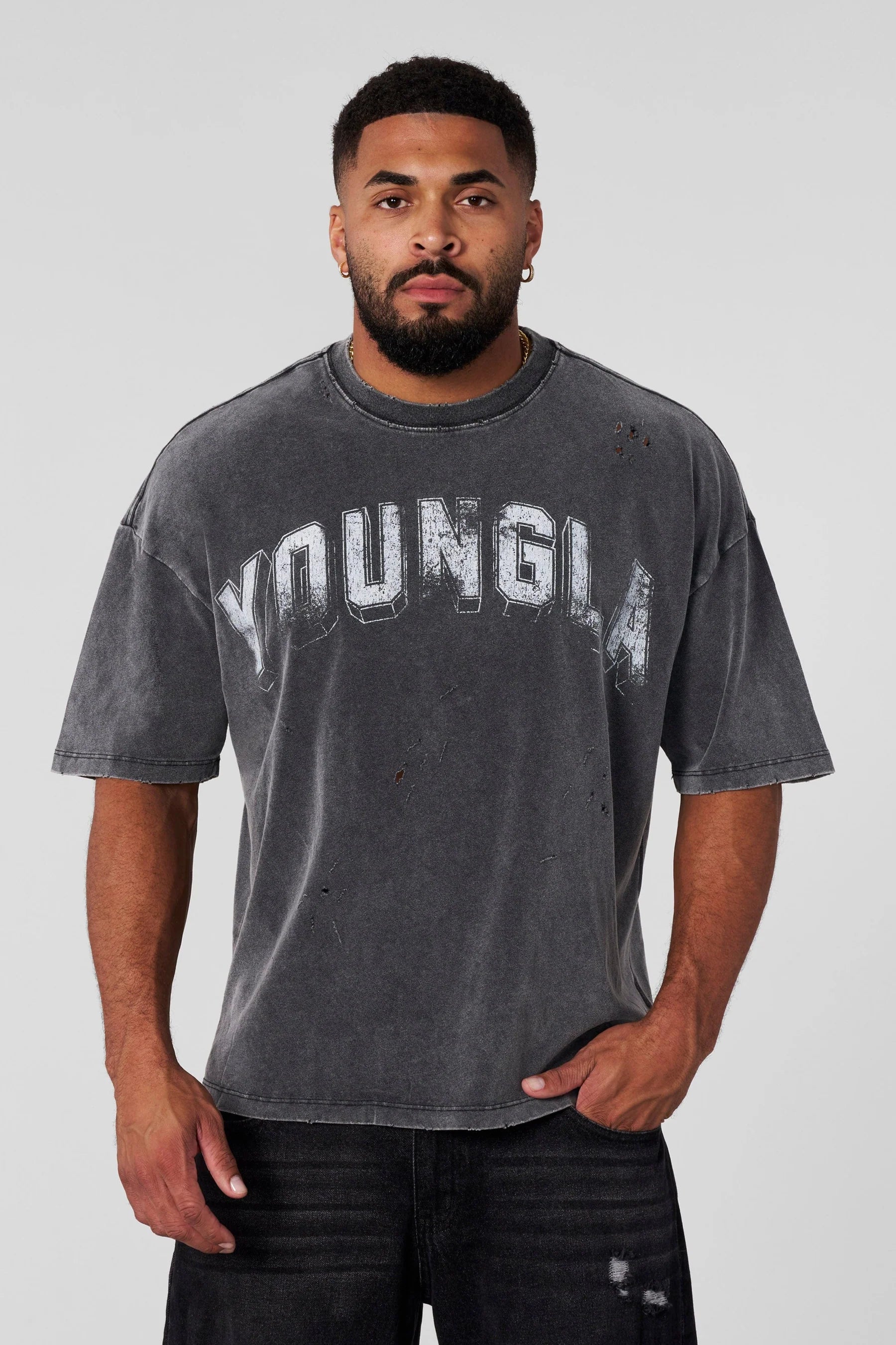 Young La 4146 - Scuffed Cloud Tees 'Grey Wash'