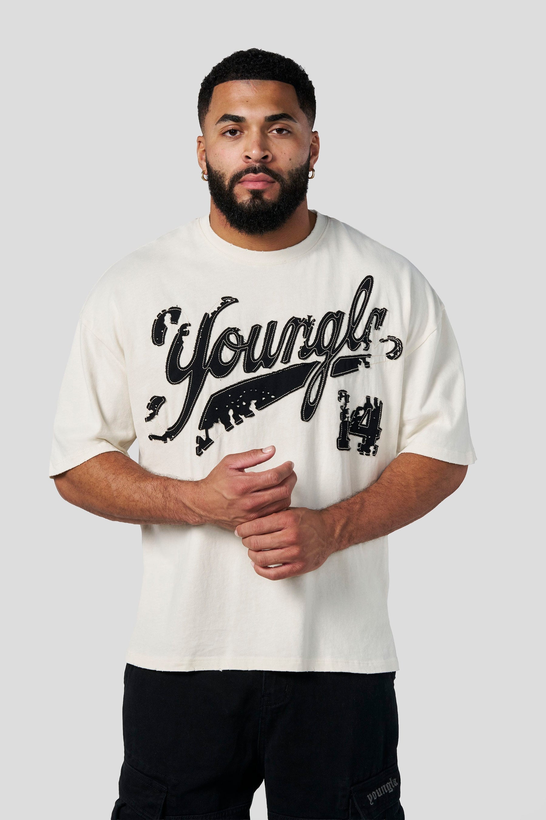 Young La 4182 - Distressed Script Tees 'Off-White'
