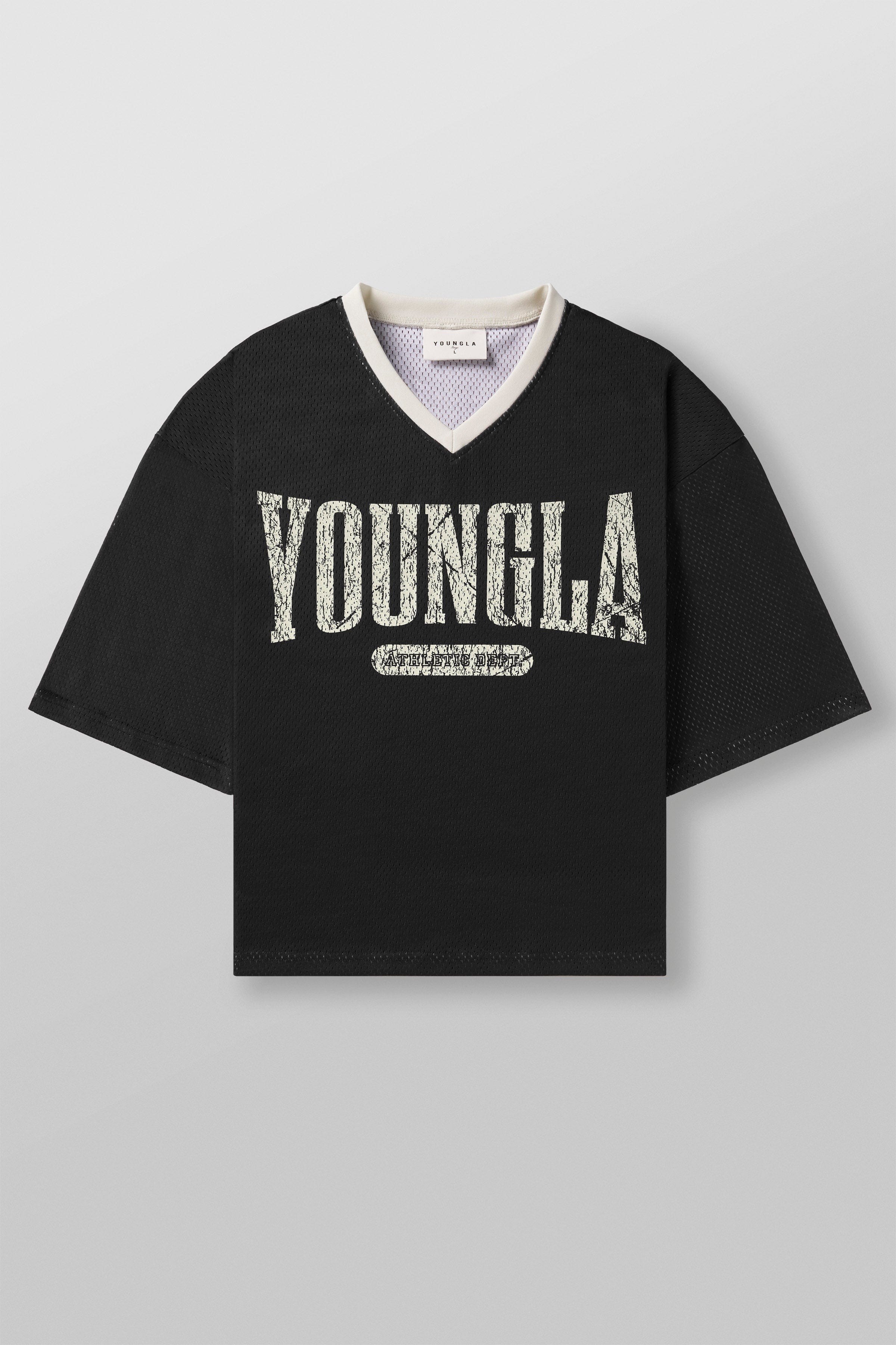 YoungLA 4187 - Varsity Football Cropped Jersey 'Black'