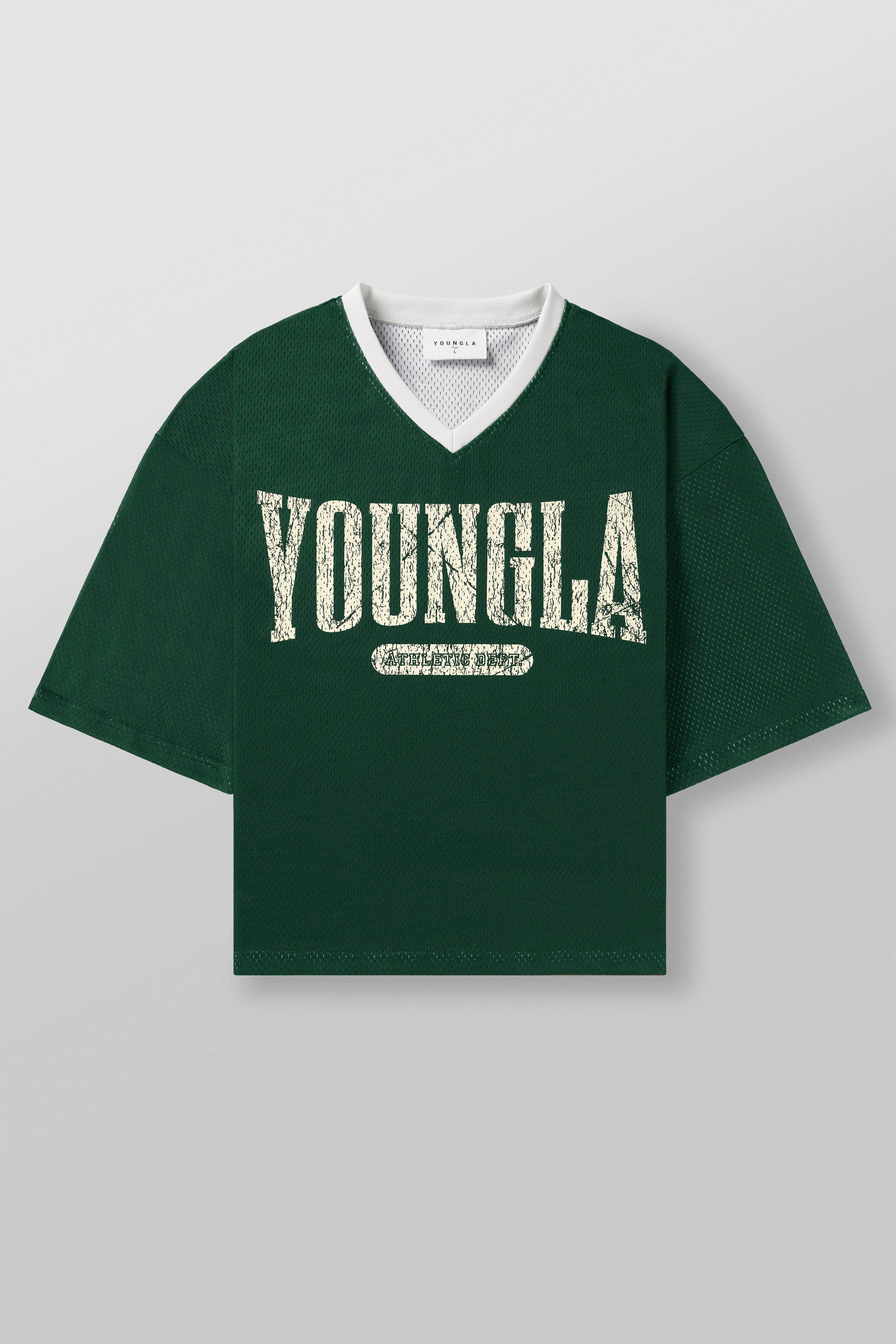 YoungLA 4187 - Varsity Football Cropped Jersey 'Green'