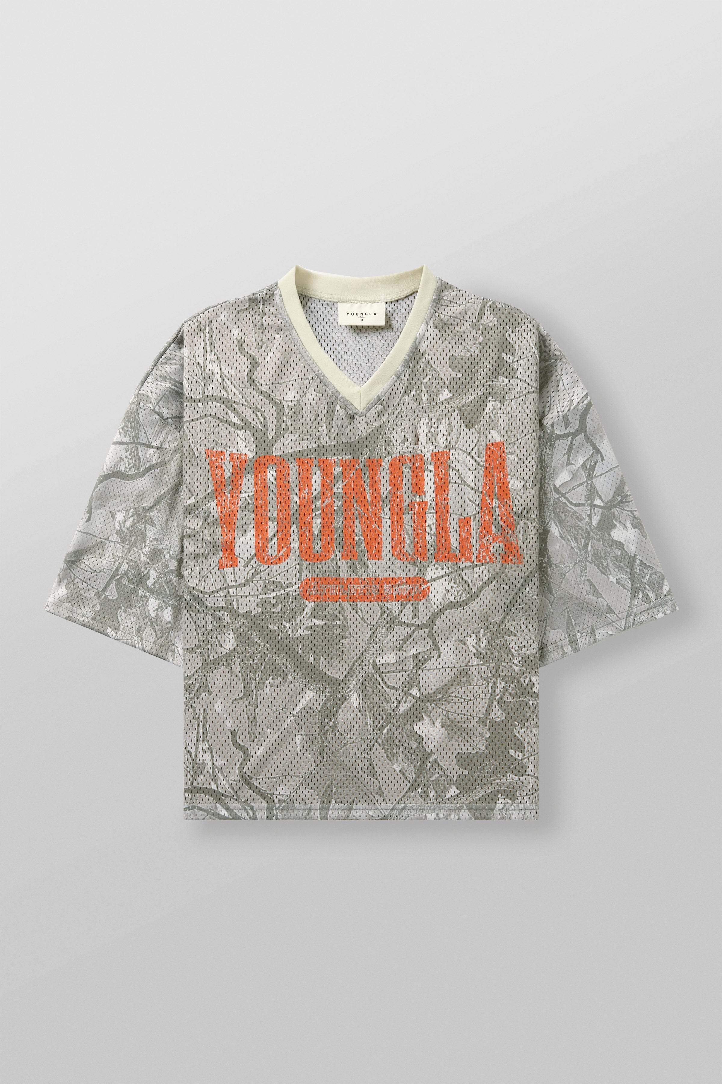 YoungLA 4187 - Varsity Football Cropped Jersey 'Tan Tree Camo'