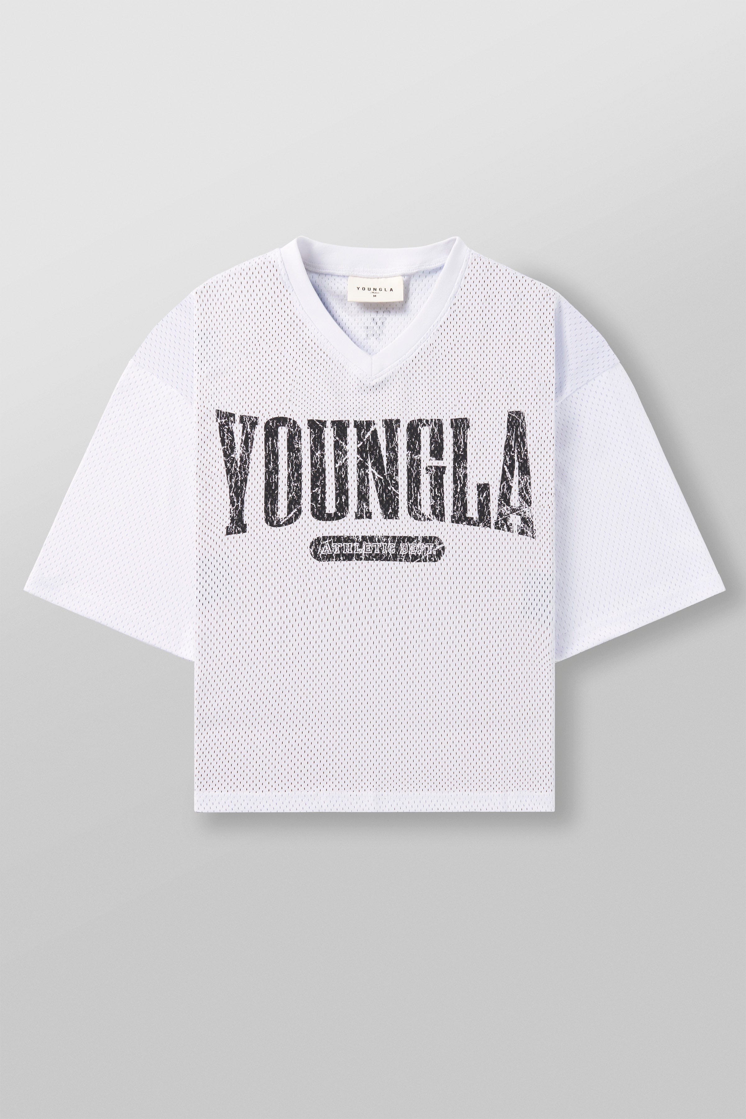 YoungLA 4187 - Varsity Football Cropped Jersey 'White'