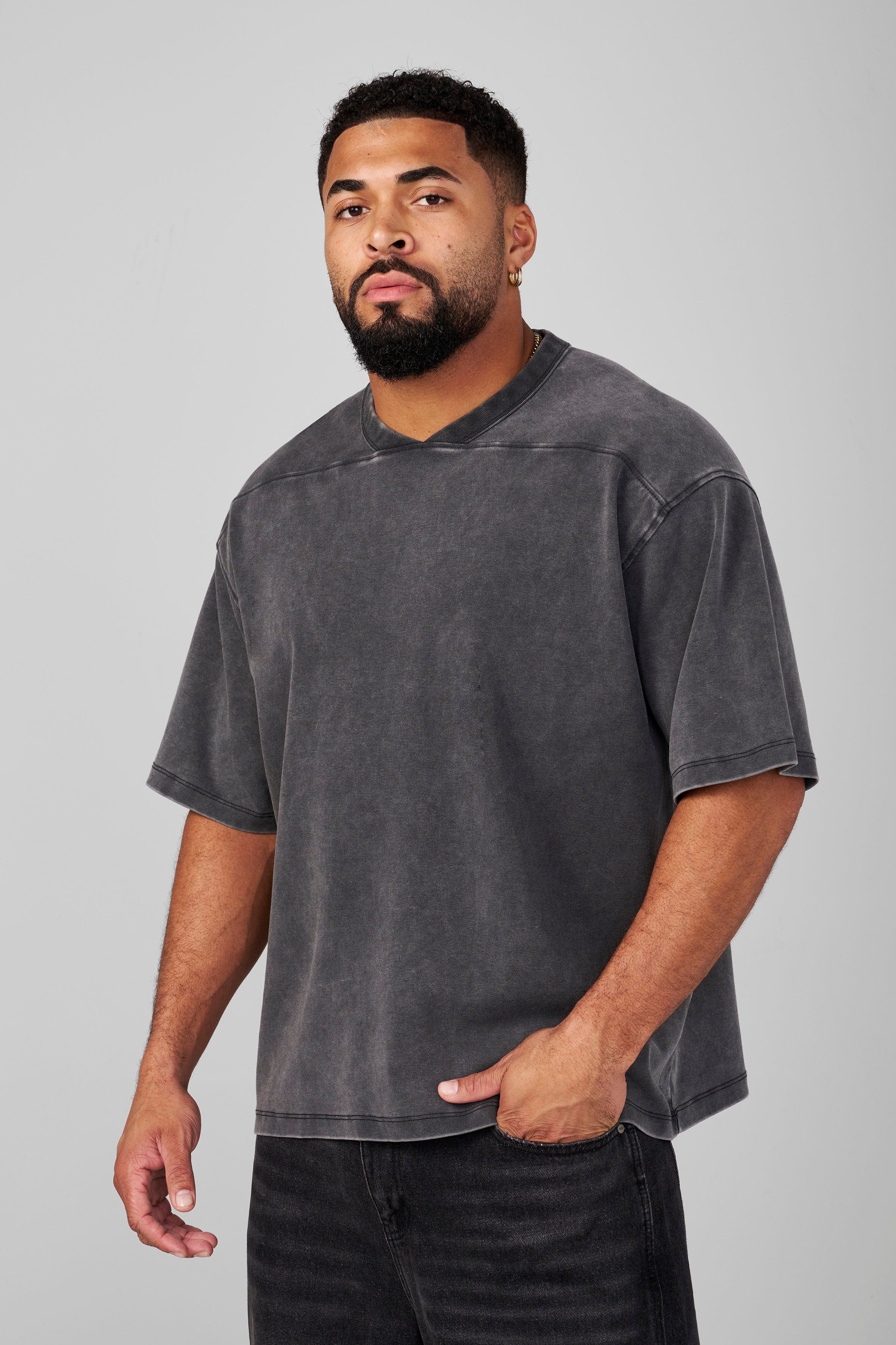 YoungLA 4196 - V-Neck Soft Tees 'Grey Wash'