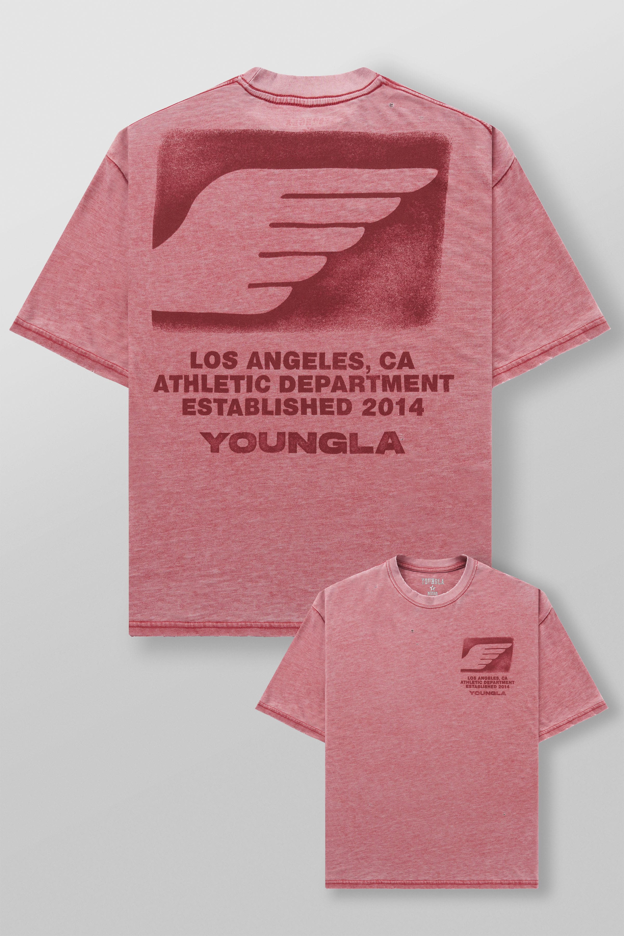 YoungLA 4224 - Golden Era Soft Burnout Tees 'Soft Red Wash'