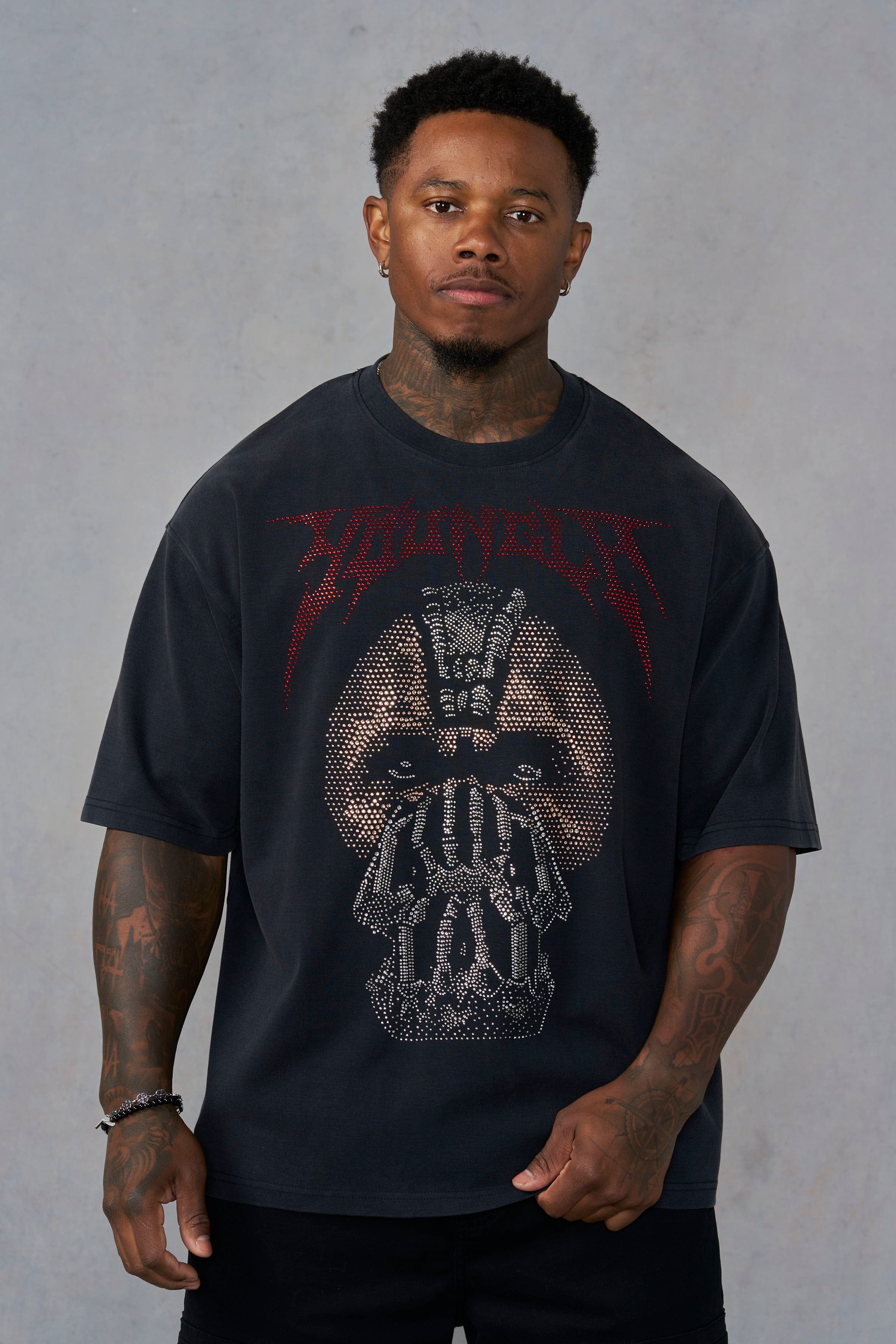 YoungLA 4257 - Batman Rhinestone Tees 'Bane R'