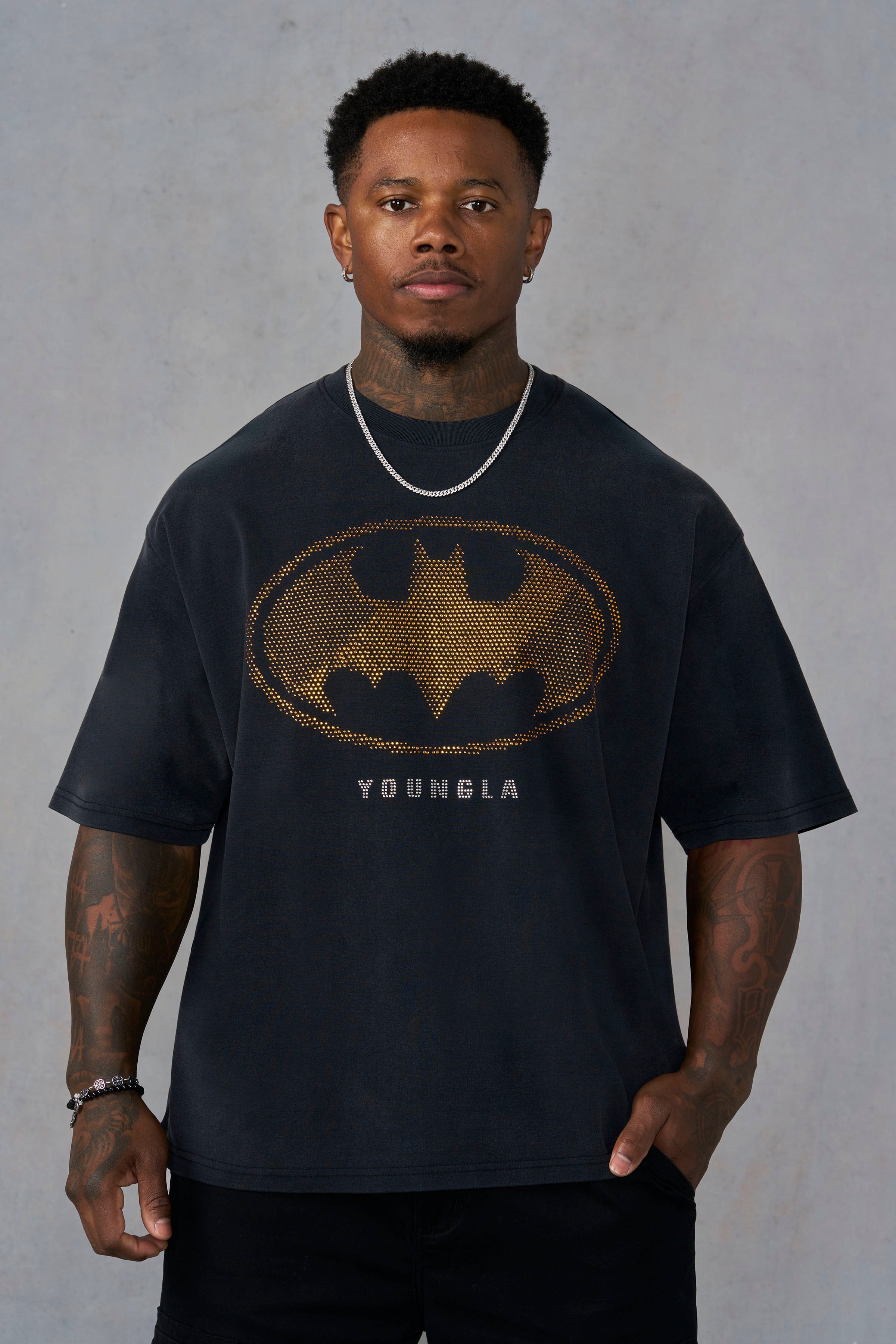 YoungLA 4257 - Batman Rhinestone Tees 'Batman Logo'