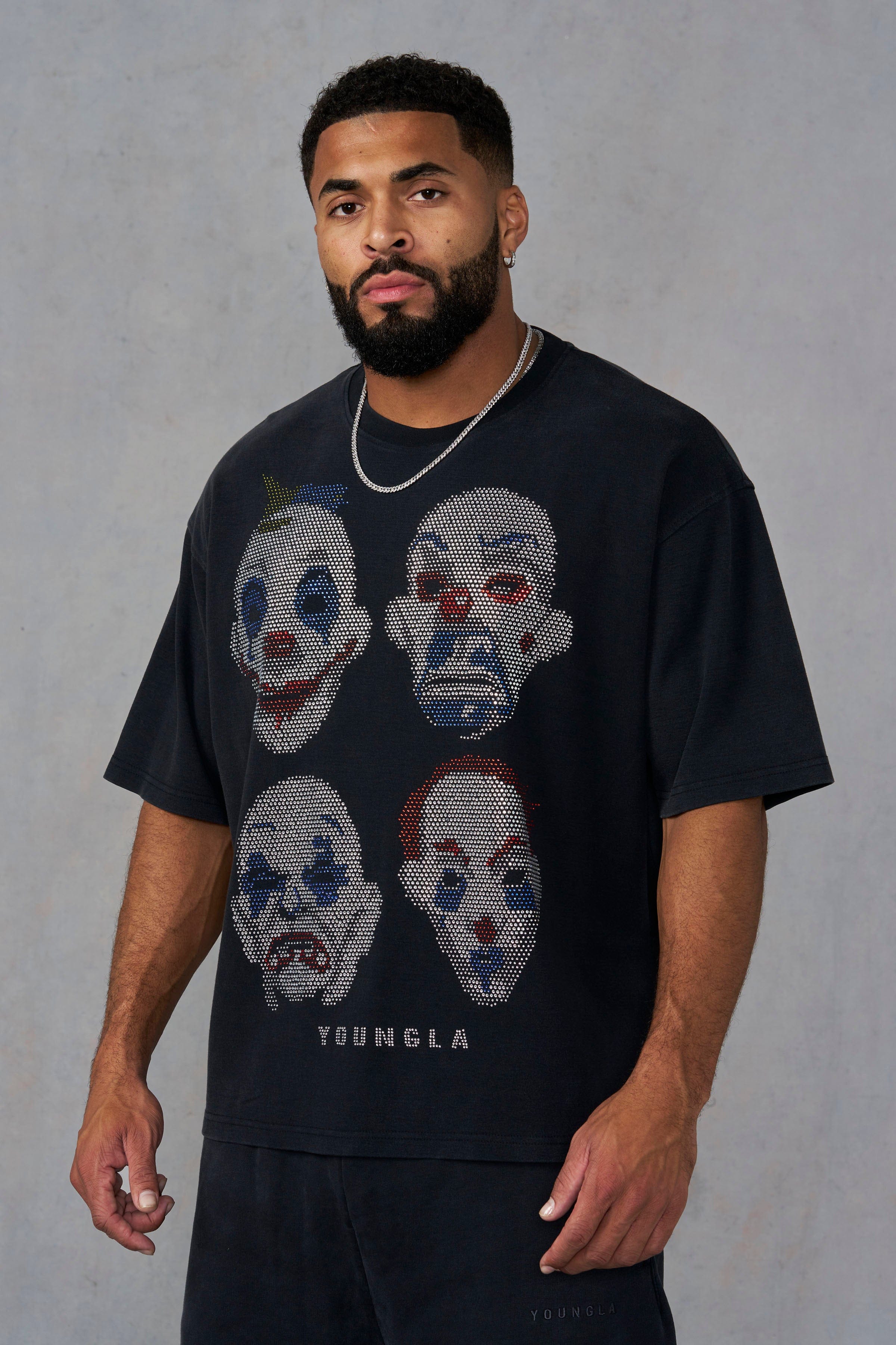 YoungLA 4257 - Batman Rhinestone Tees 'Clowns R'