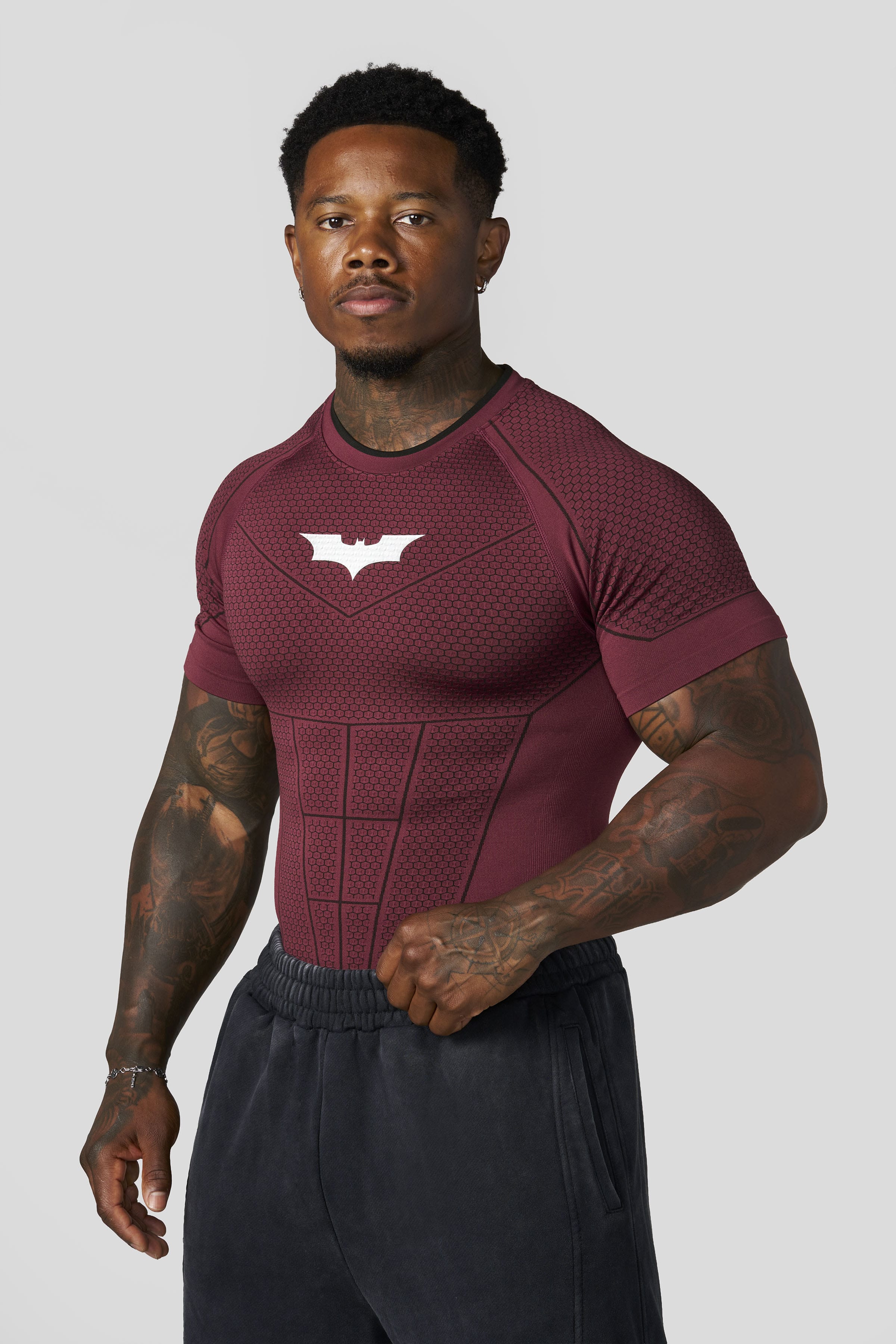 YoungLA 4259 - Batman Compression Tees 'Burgundy'