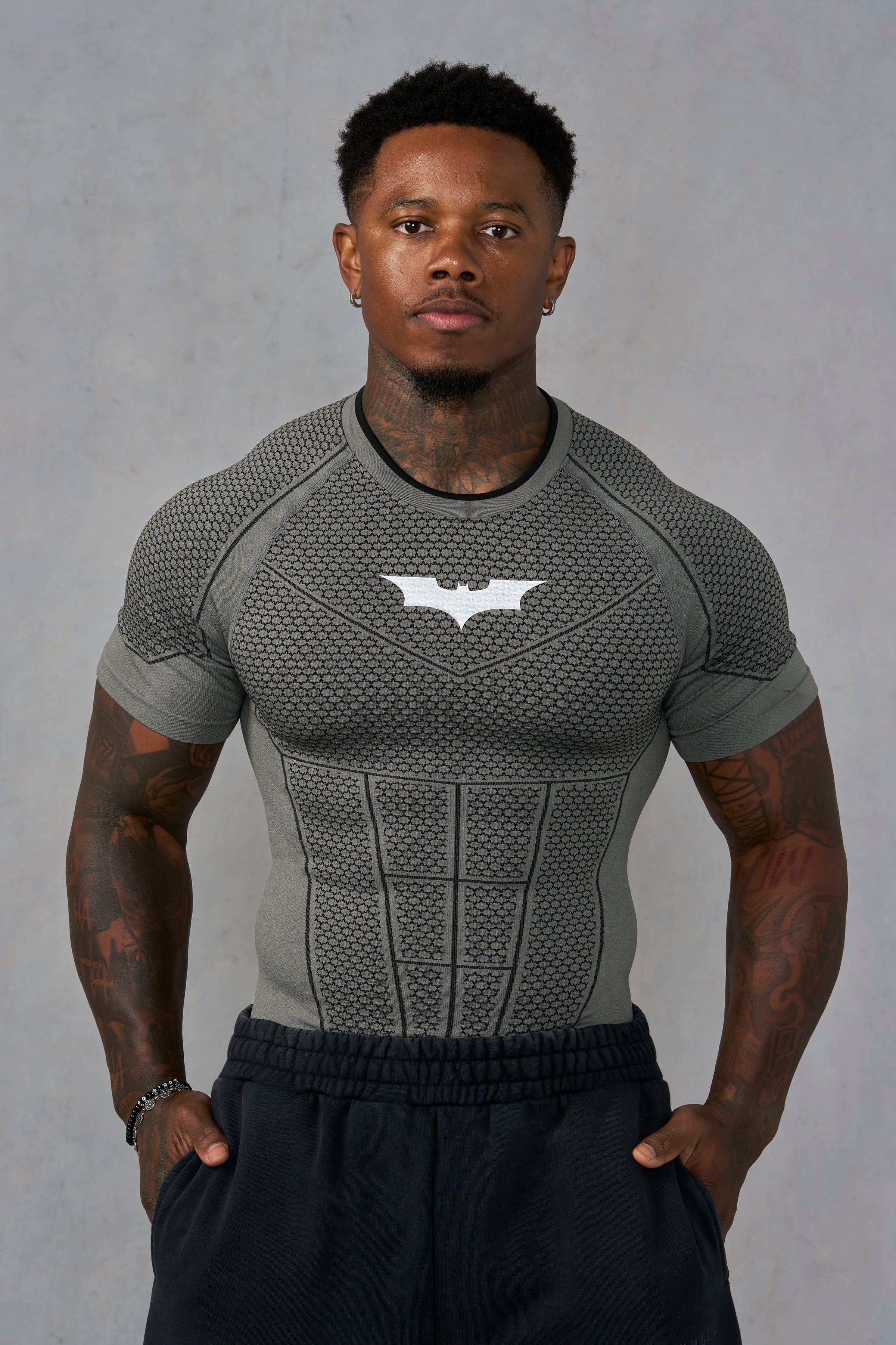 YoungLA 4259 - Batman Compression Tees 'Grey Green'