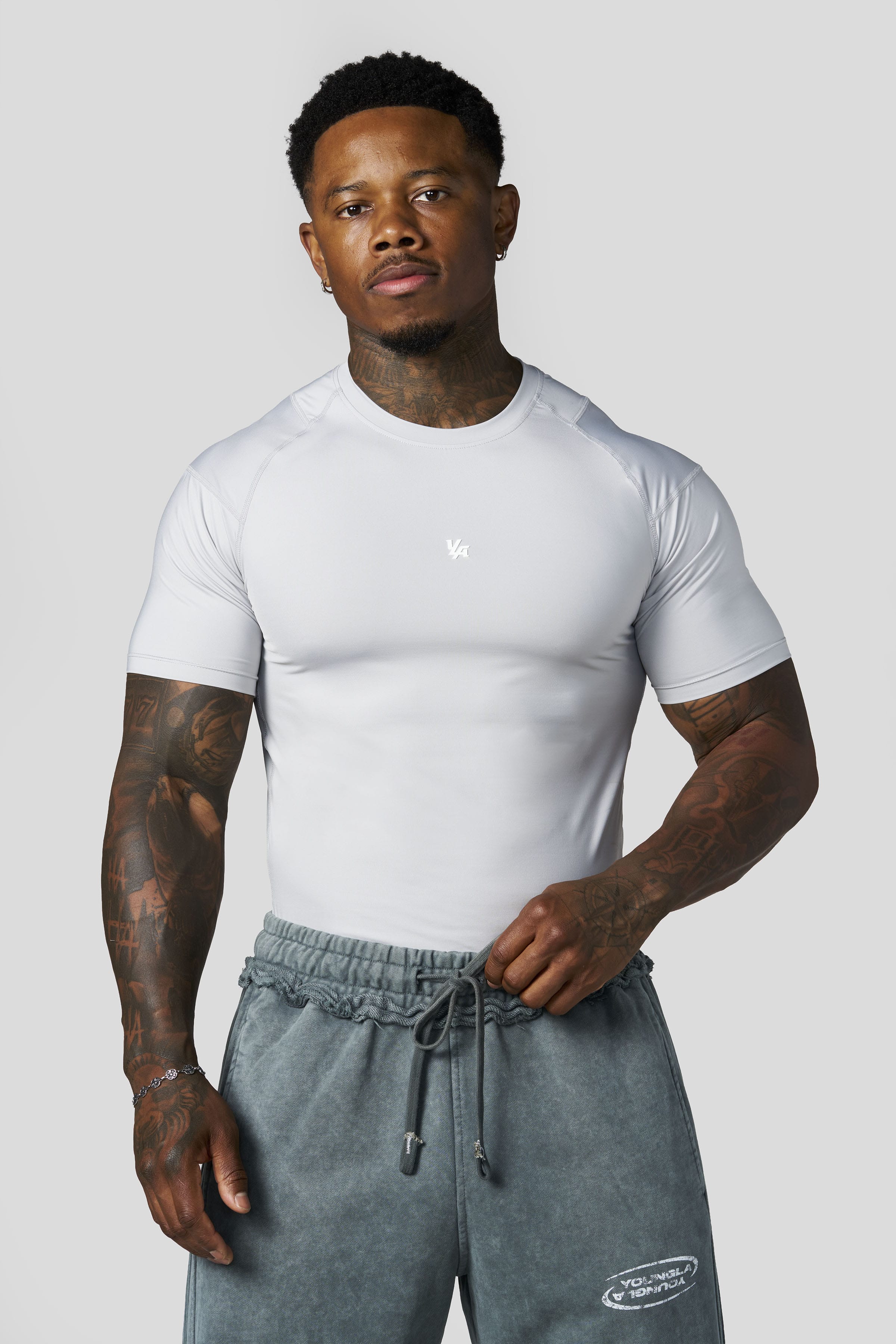 YoungLA 4282 - Posture Compression Tees 'Light Grey'