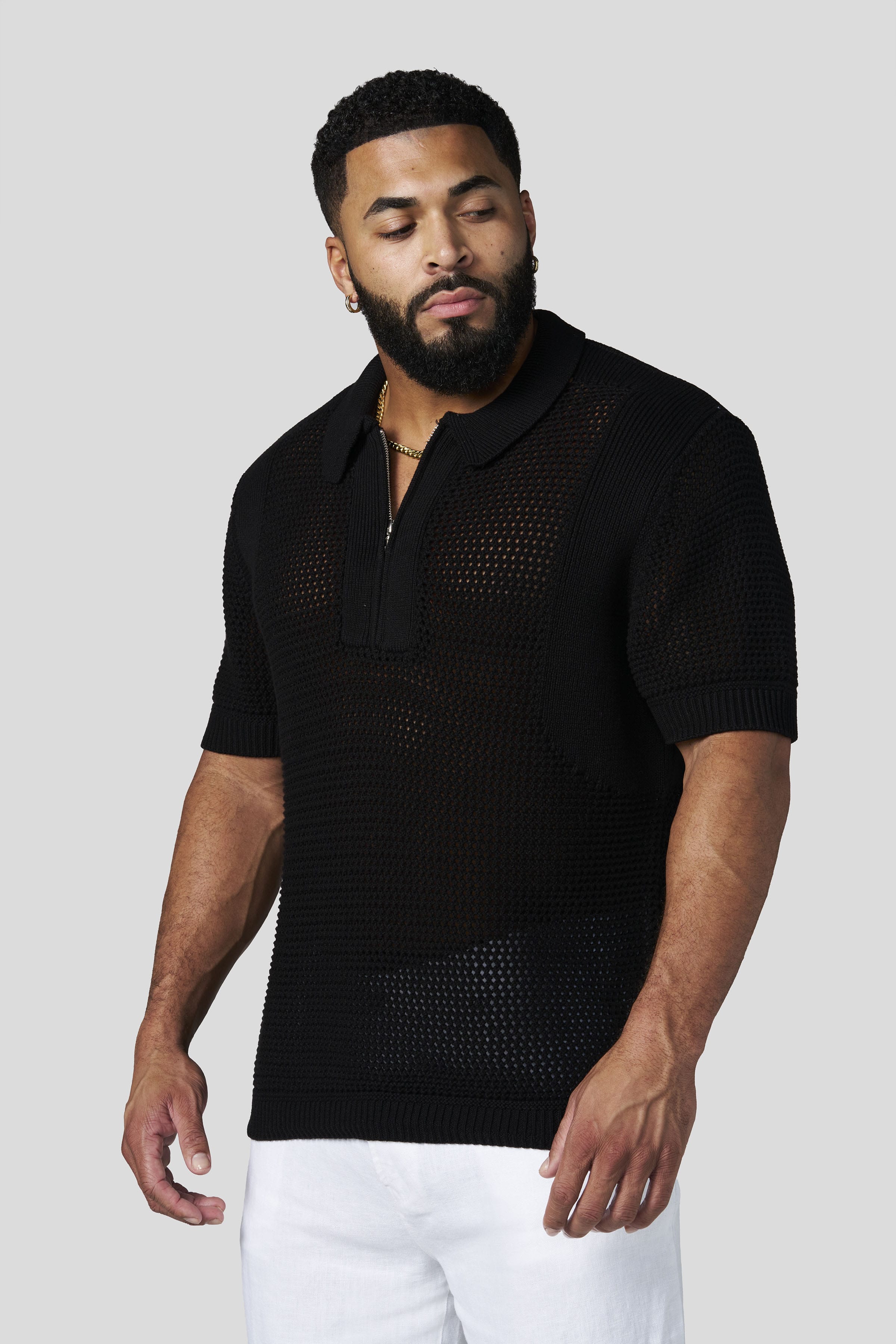 Young La 4308 - Upscale Crochet Polos 'Black'