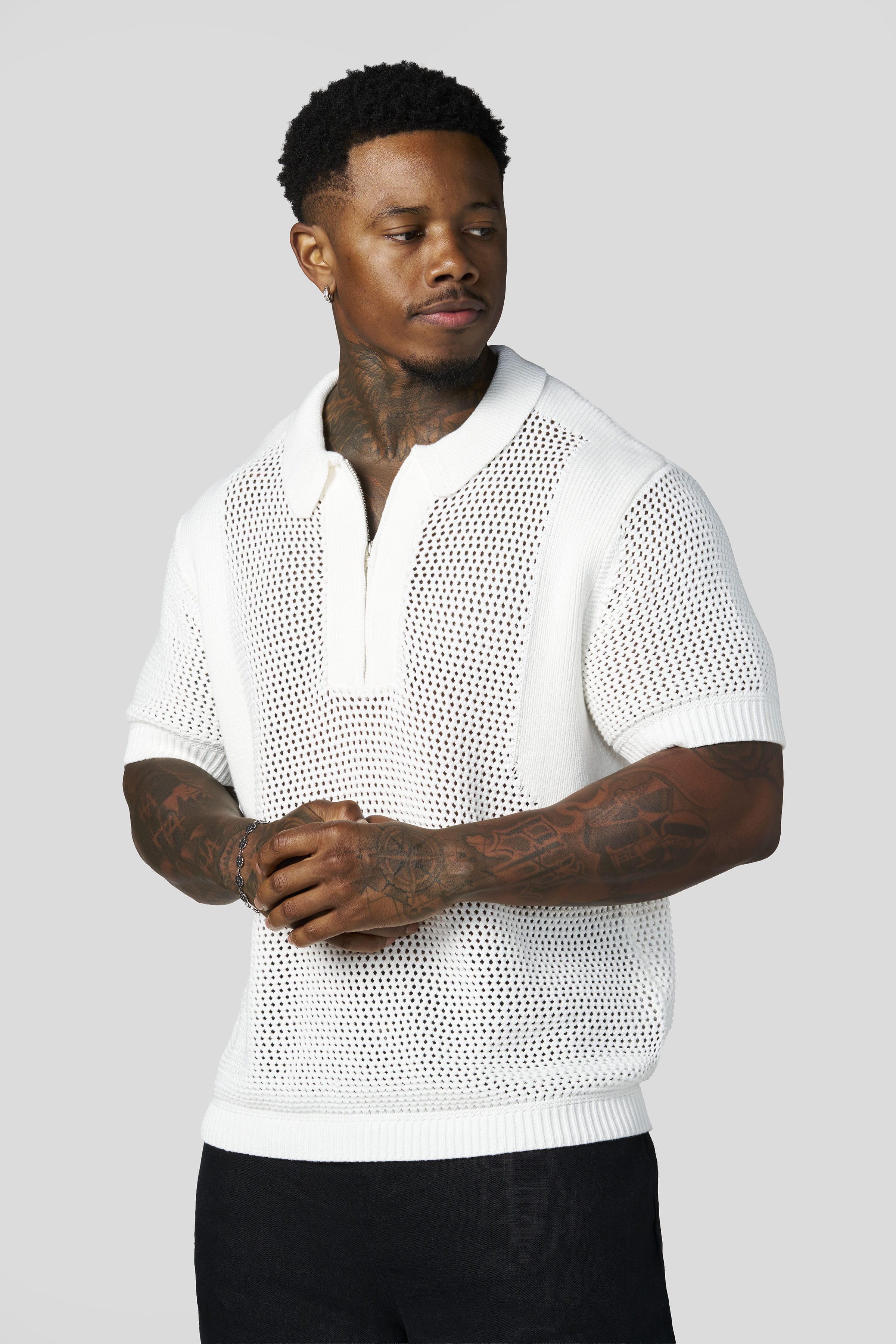 Young La 4308 - Upscale Crochet Polos 'White'