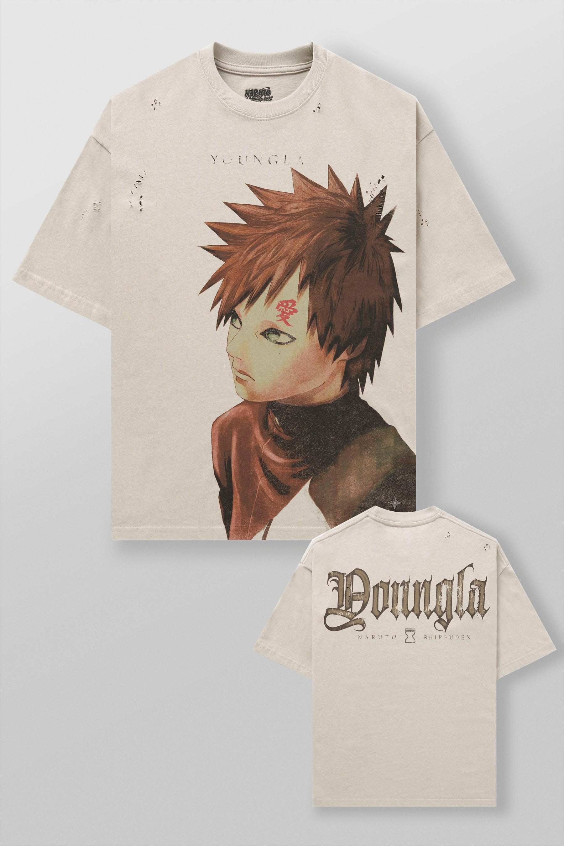 YoungLa 4318 - Naruto Distressed Tees 'Gaara'