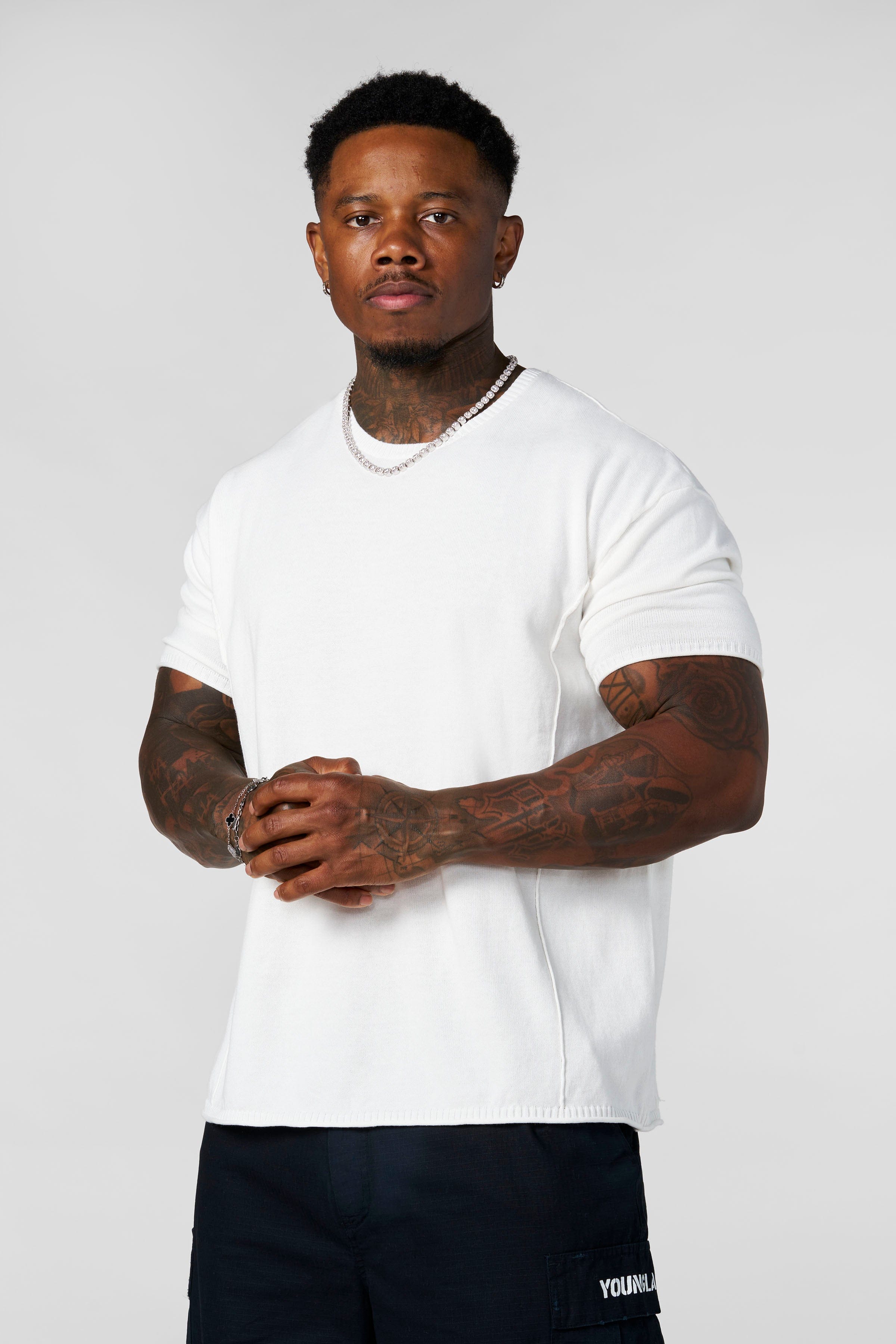 YoungLA 4321 - Date Night Knit Tees 'White'