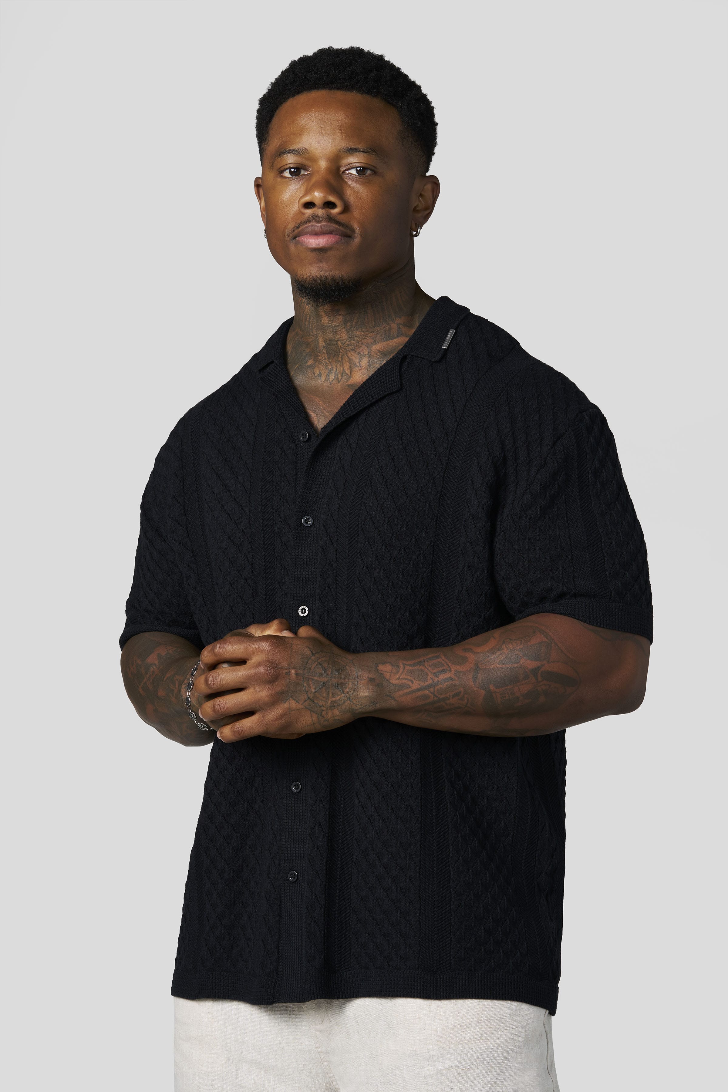 Young La 4335 - Monte Carlo Knit Button-Ups 'Black'