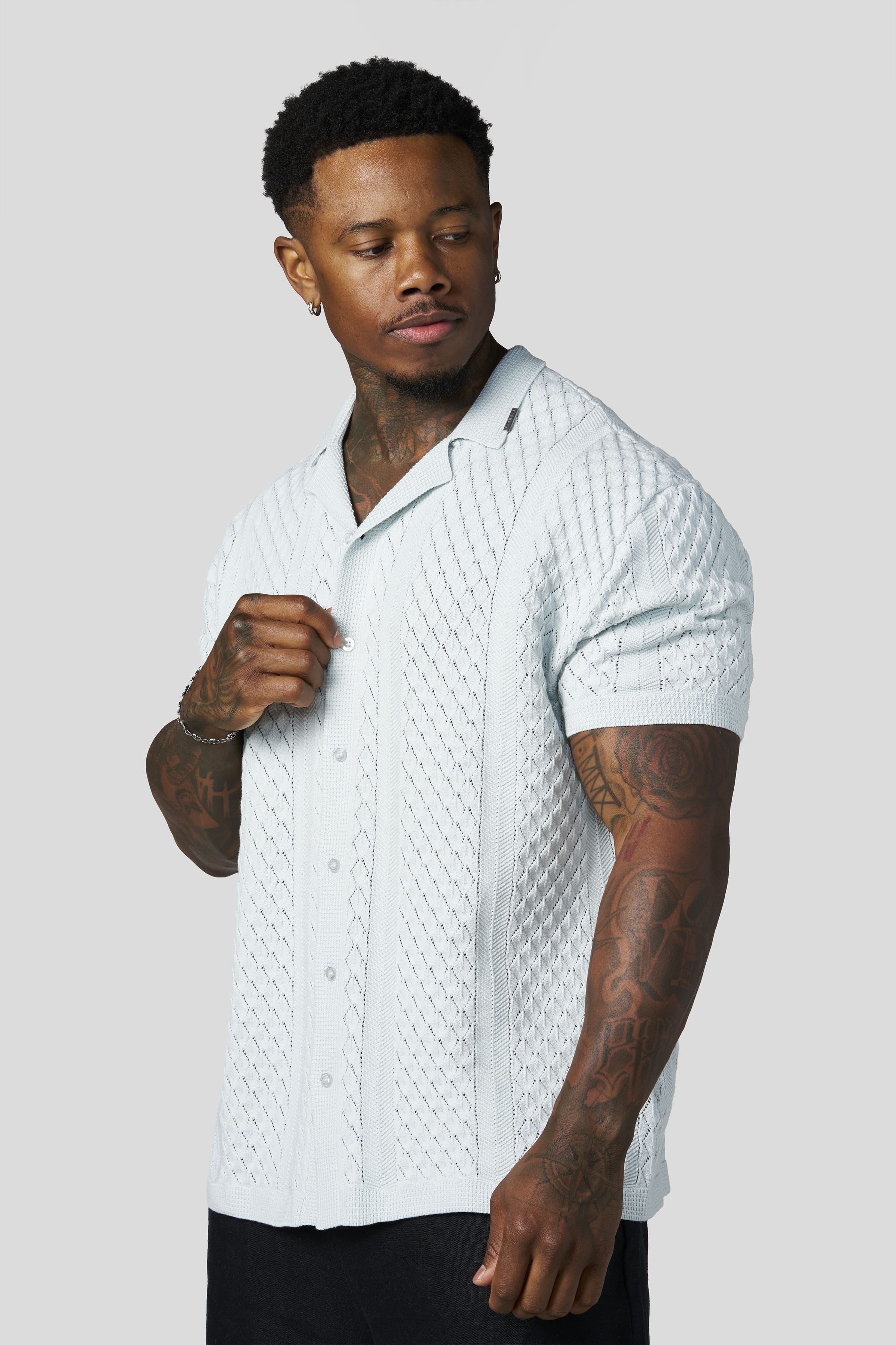 Young La 4335 - Monte Carlo Knit Button-Ups 'Light Blue'