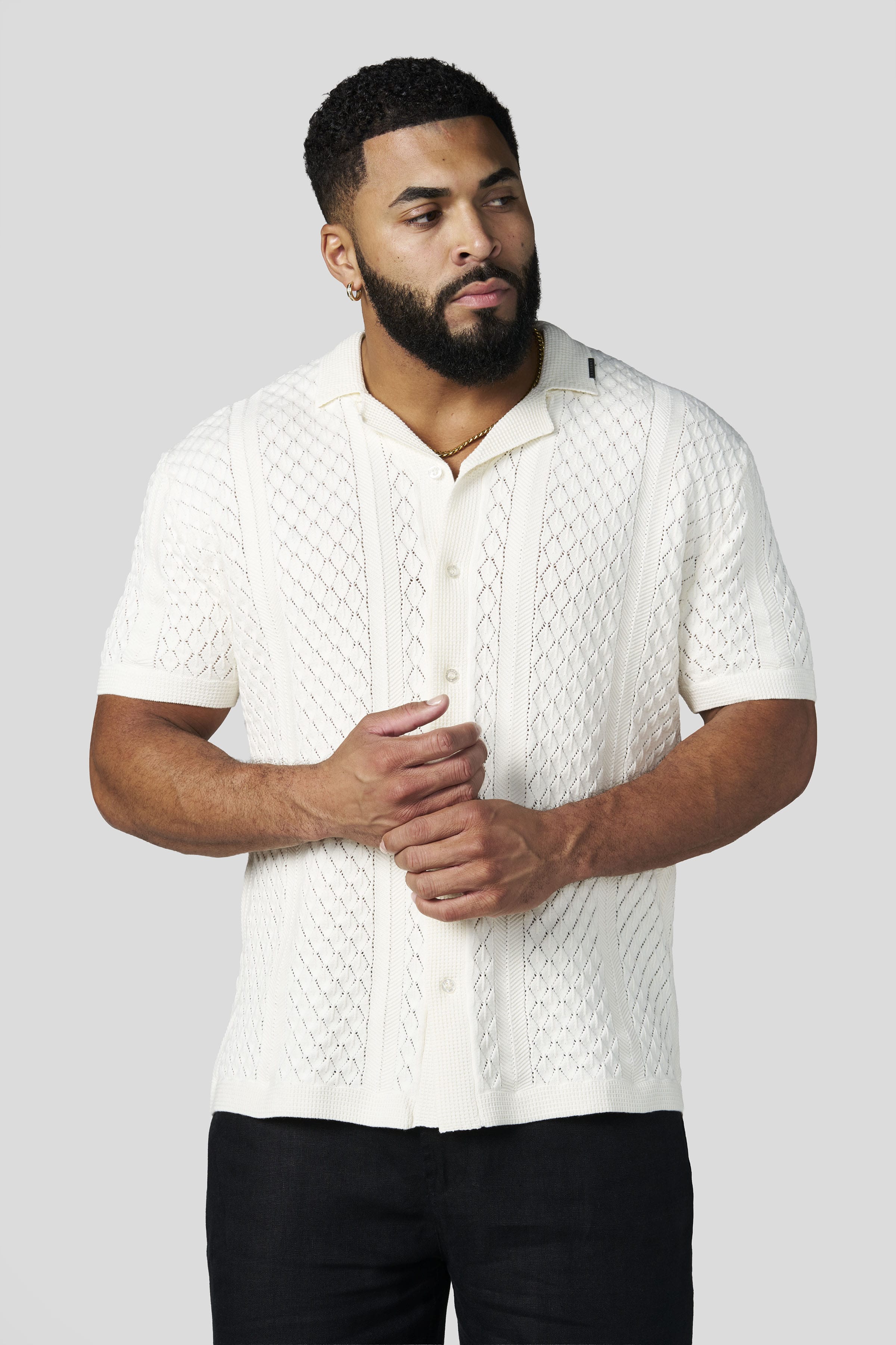 Young La 4335 - Monte Carlo Knit Button-Ups 'Off-White'