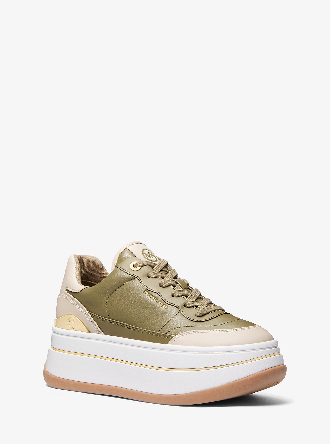 Hayes Two-Tone Leather Platform Sneaker SAFARI GREEN